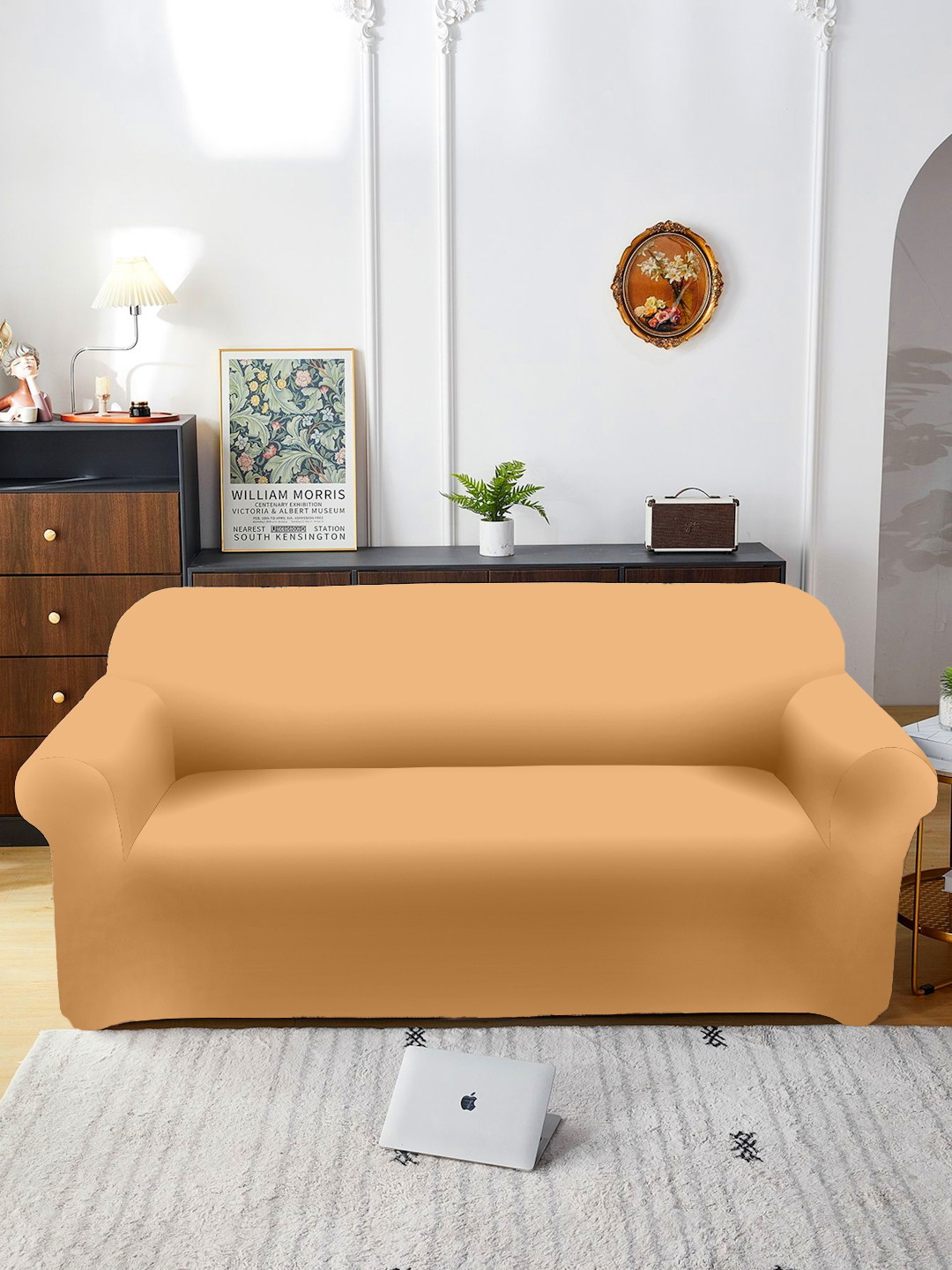 Aura Orange Three Seater Sofa Cover With Arms