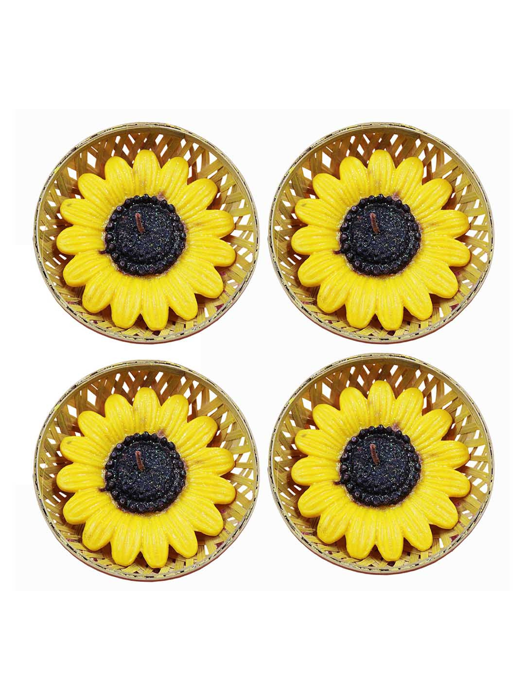 atorakushon Sunflower Floating Paraffin 4Pcs Scented 1 Wick Scented Solid Regular Candles