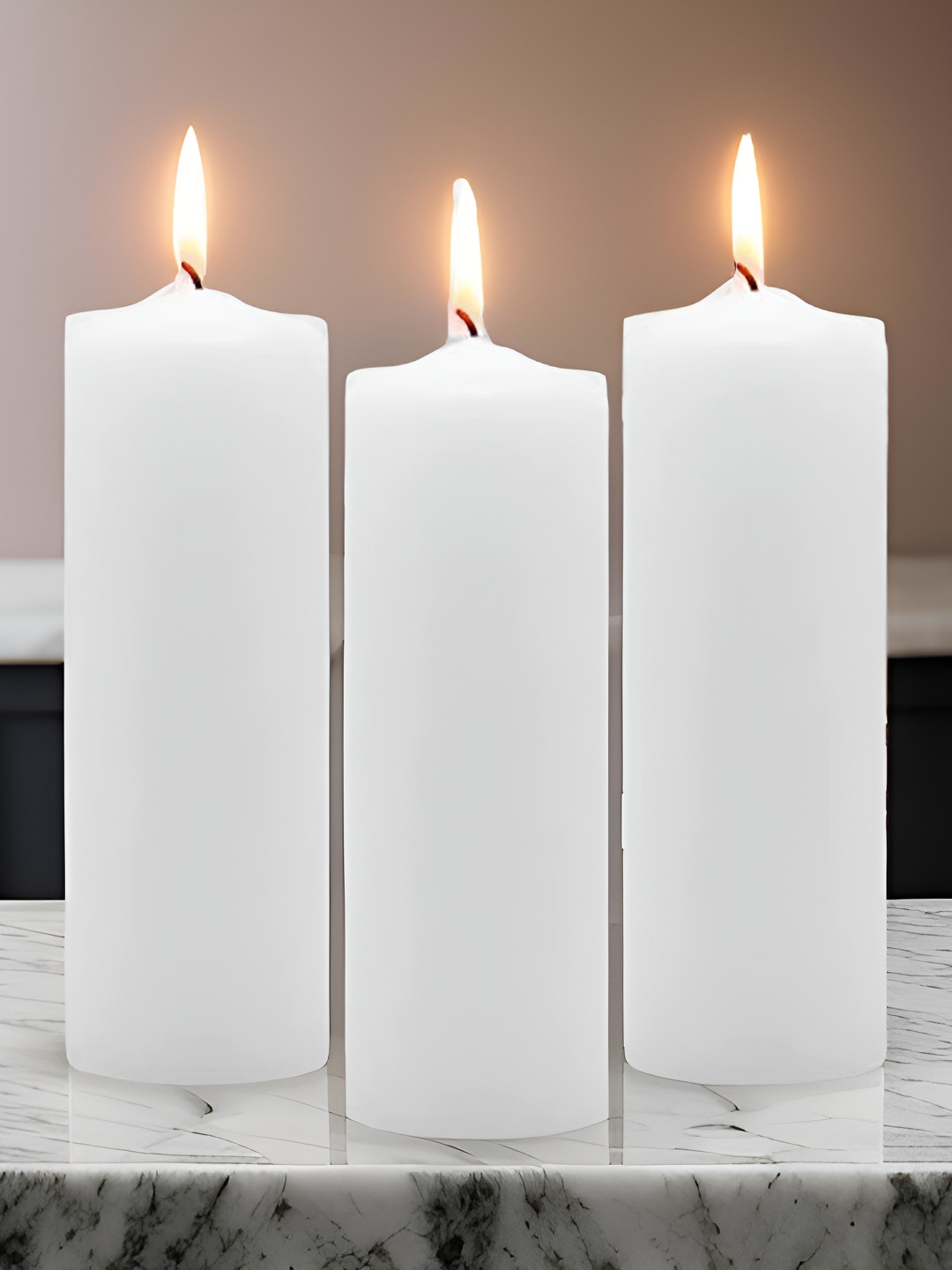 atorakushon Cylinderical Pillar Candle Paraffin 3Pcs Scented Solid Candles