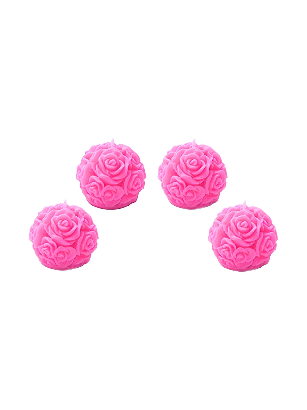 atorakushon Spherical Pillar Candle Paraffin 4Pcs Scented Solid Flower Regular Candles