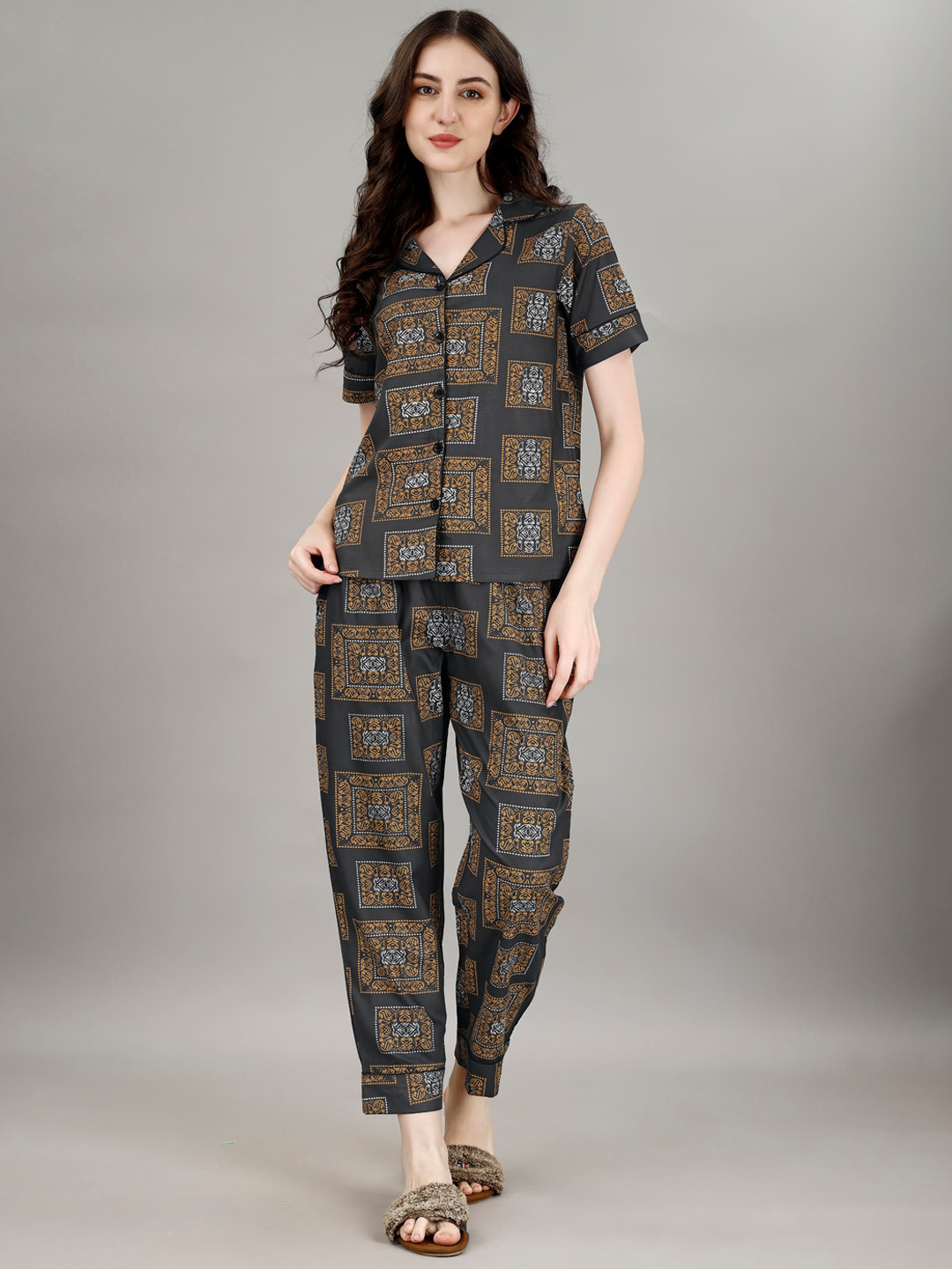 Smarty Pants Geometric Printed Pure Cotton Night suit