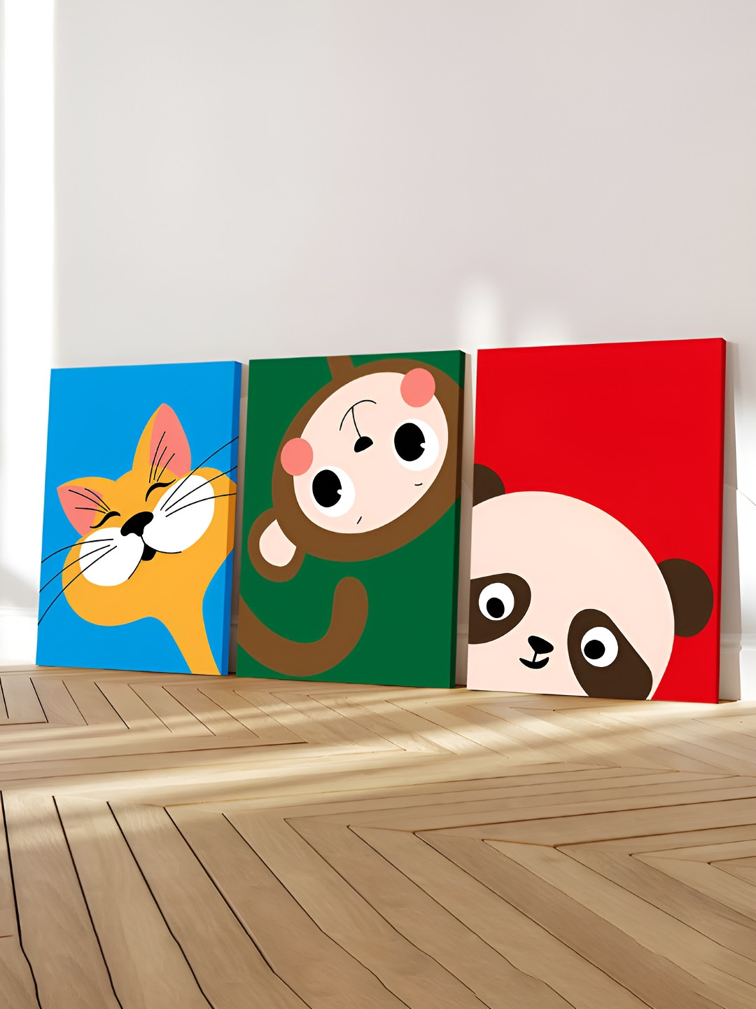 Art Street Panda Canvas 3 Piece Wall Rectangle Paintings Wall Art - 16 x 12 In