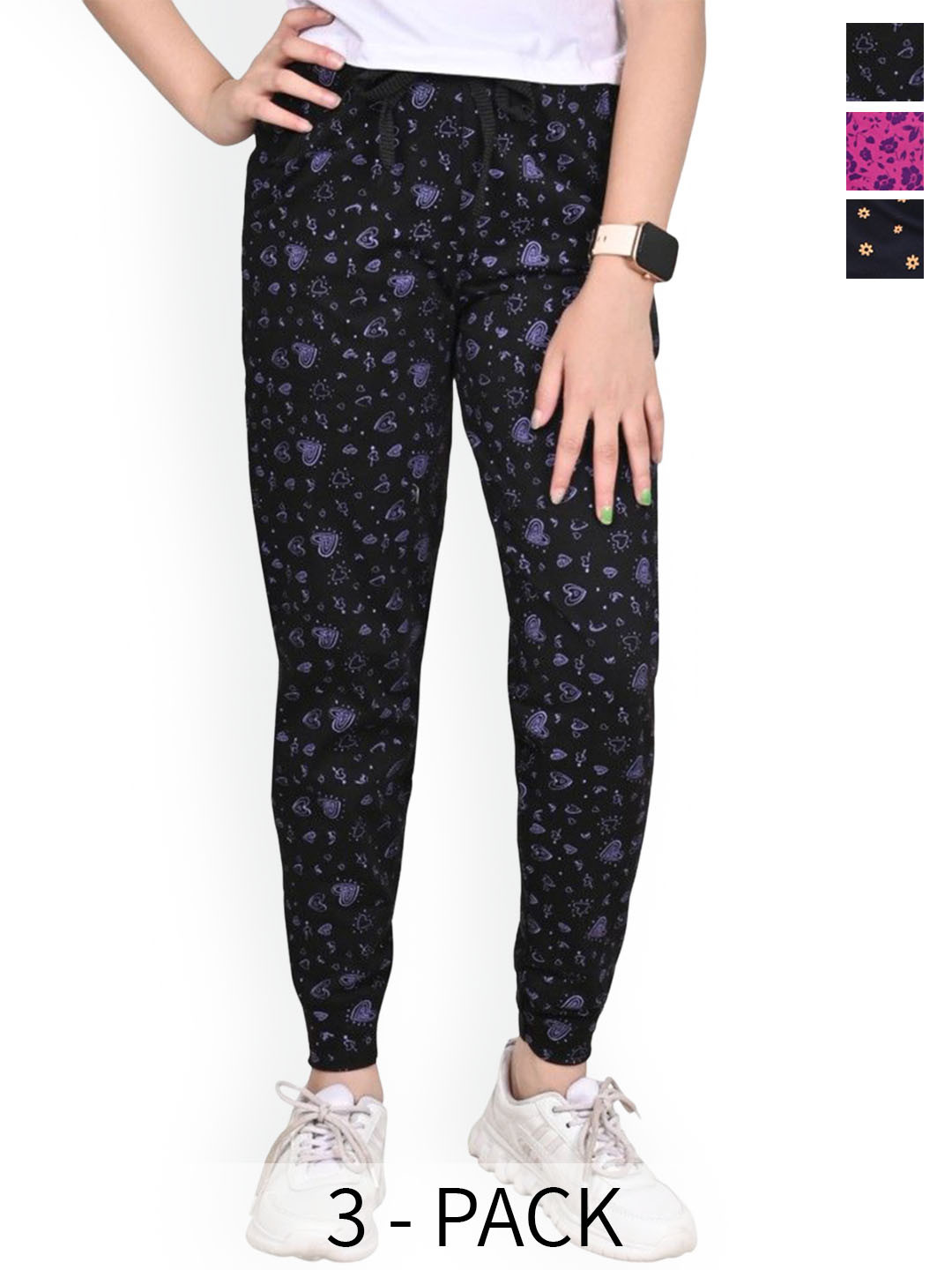 BAESD Girls Pack Of 3 FPure Cotton Joggers