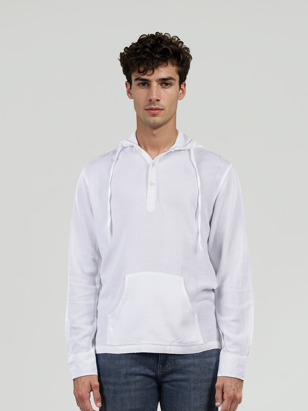 Celio Classic Hooded Pure Cotton Regular Fit Casual Shirt