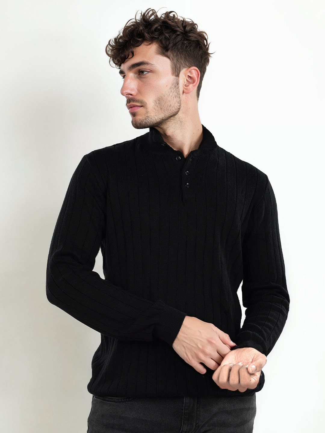 Celio Henley Neck Cotton Pullover Sweater