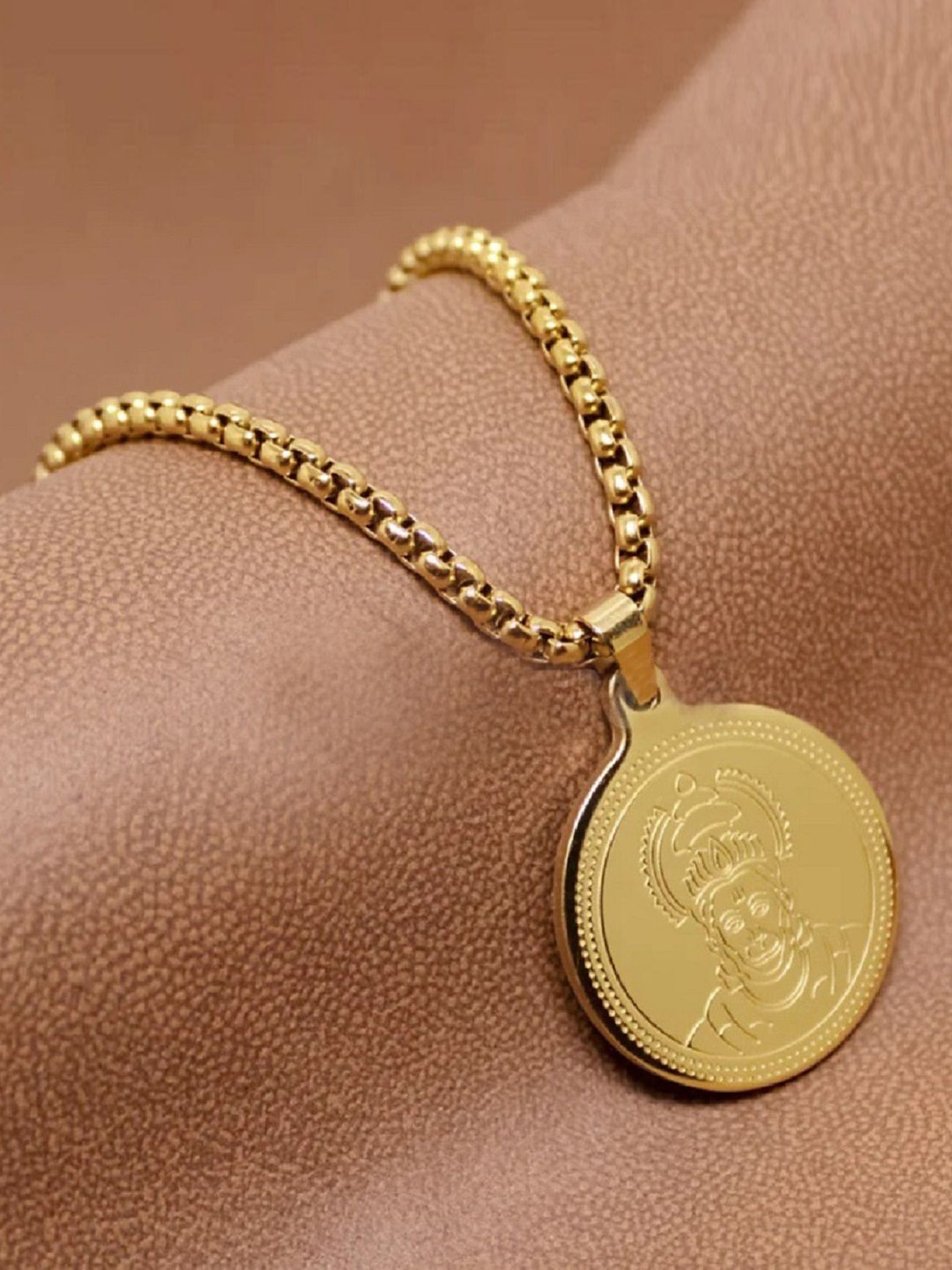 WATCHSTAR Men Gold-Plated Stainless Steel Lord Hanuman Design Pendants with Chains