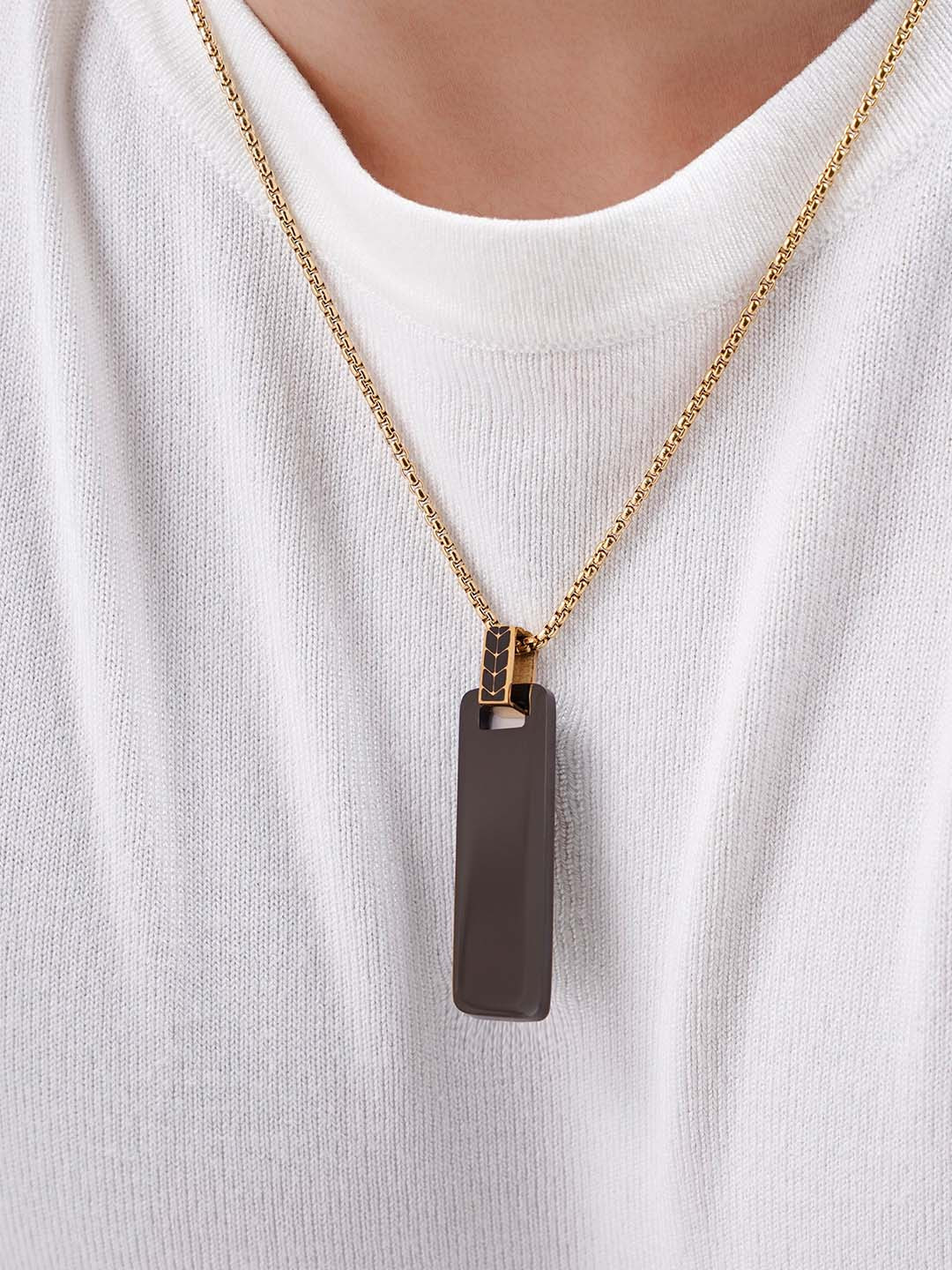 SWASHAA Men 18K Gold Plated Stainless Steel Pendants with Chain