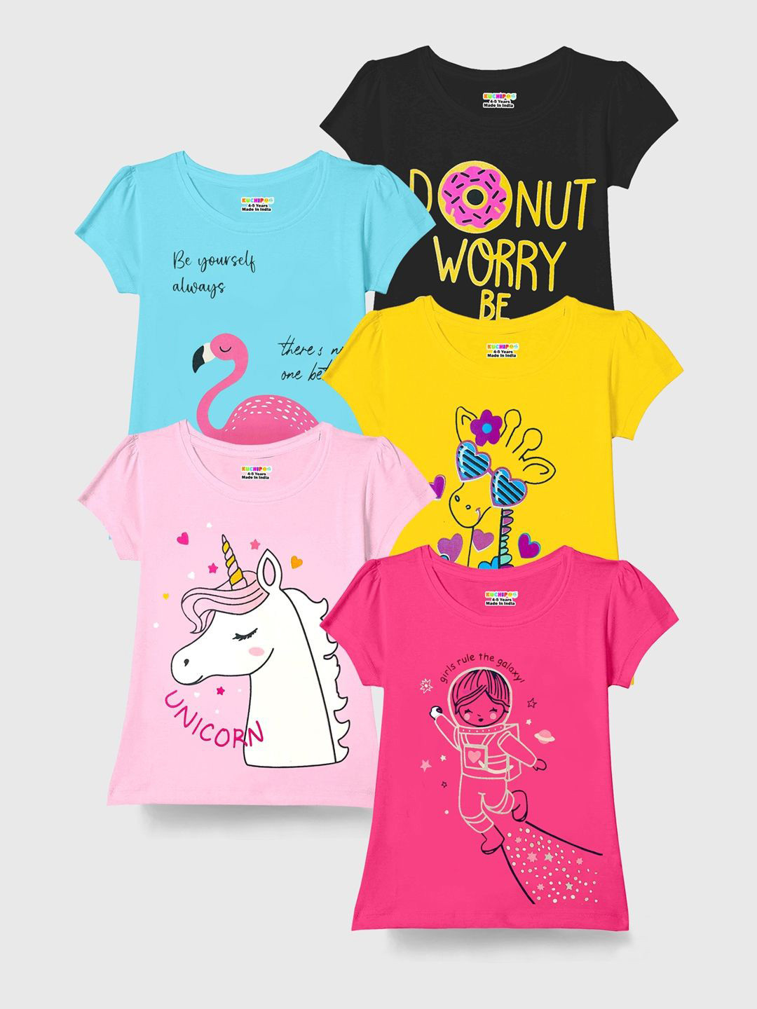 KUCHIPOO Girls 5 Printed T-shirt
