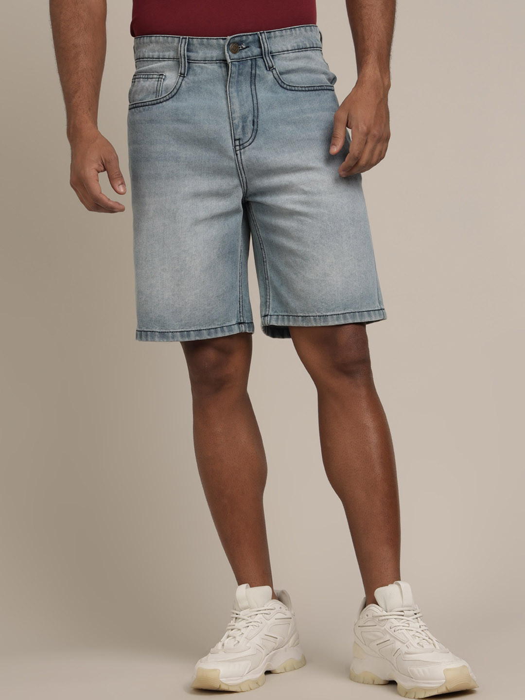 The Roadster Lifestyle Co. Denim Daze Men Blue Mid-Rise Pure Cotton Denim Shorts