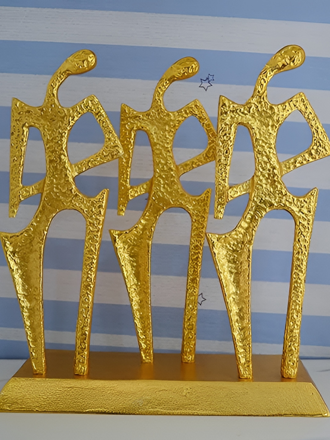 Aura Human Gold Metal Metallic Living Room Medium Showpiece - 13.3 Inches