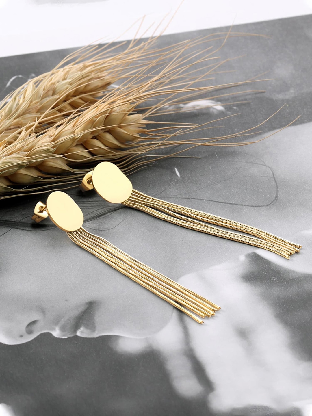 Buy Yellow Chimes Gold Plated Contemporary Long Dangler Drop Earrings Earrings for Women 29796308 Myntra