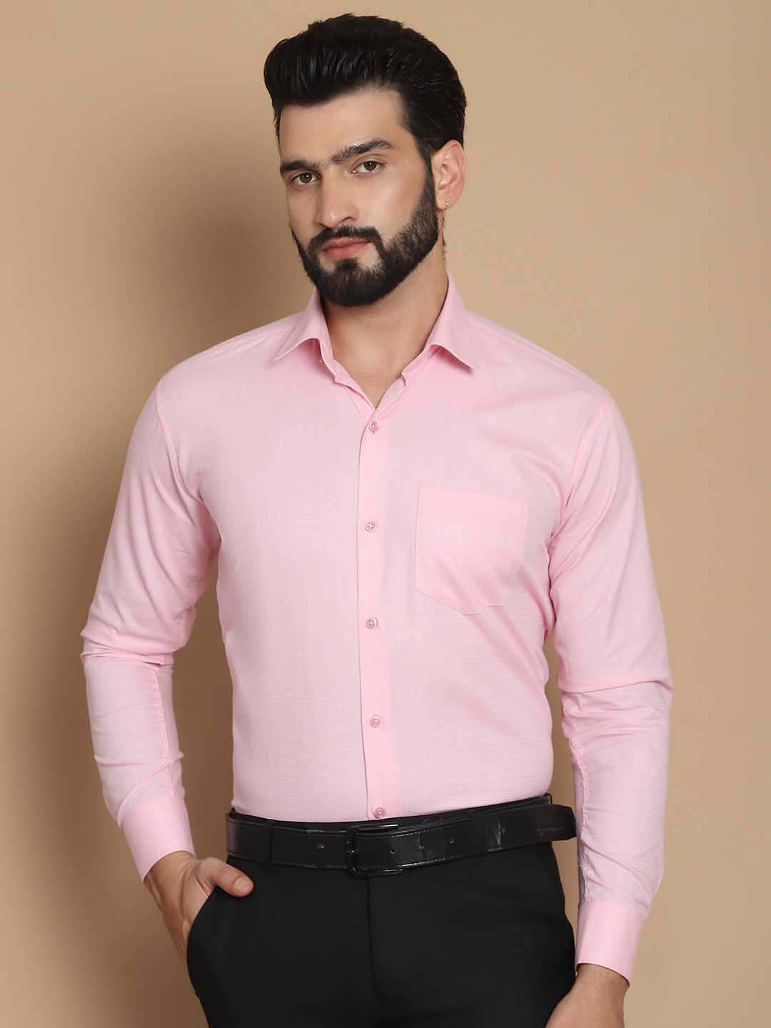TAG 7 Straight Cutaway Collar Long Sleeves Chambray Weave Pure Giza Cotton Formal Shirt
