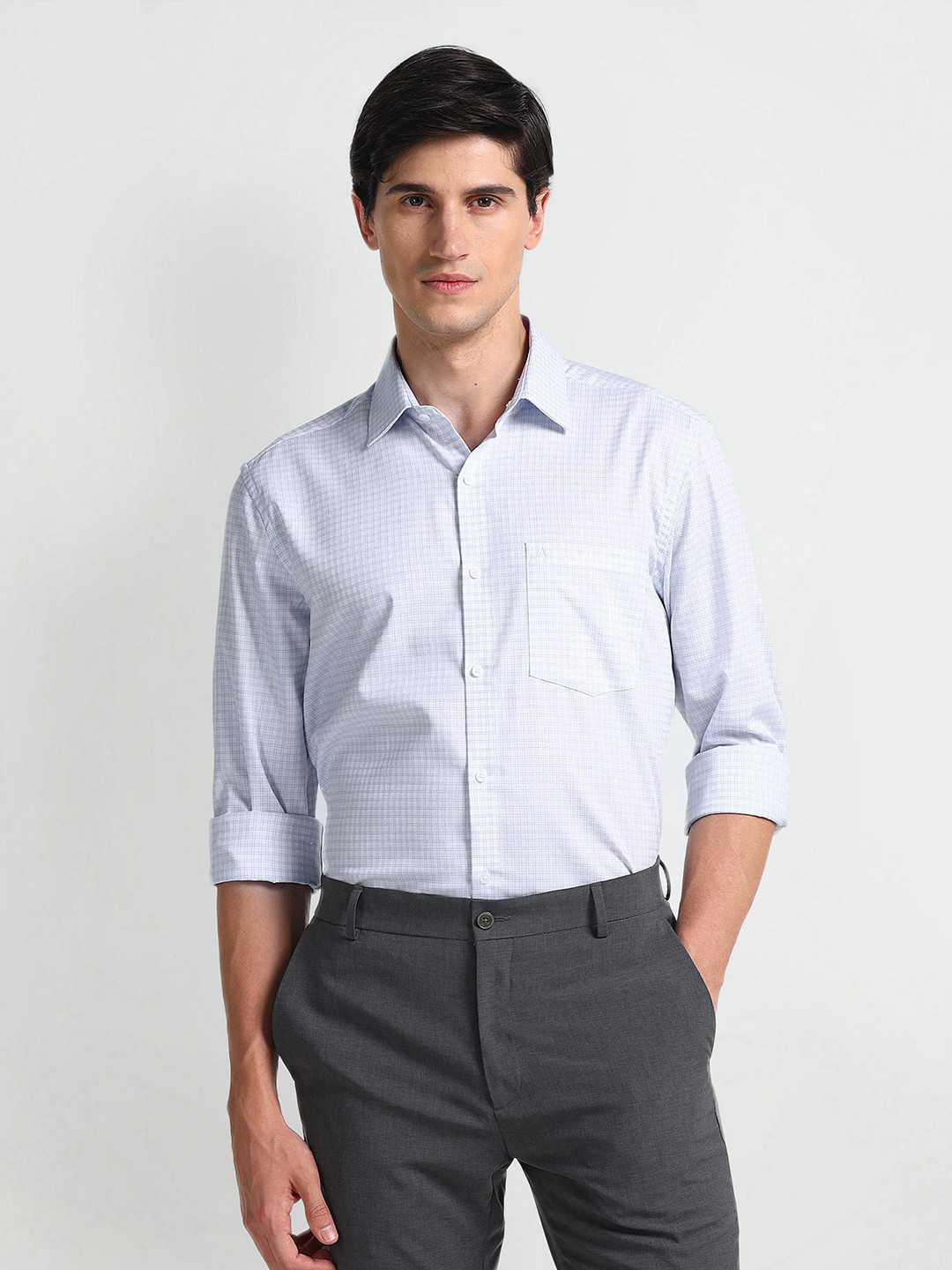 Arrow Pinstripes Spread Collar Twill Pure Cotton Formal Shirt