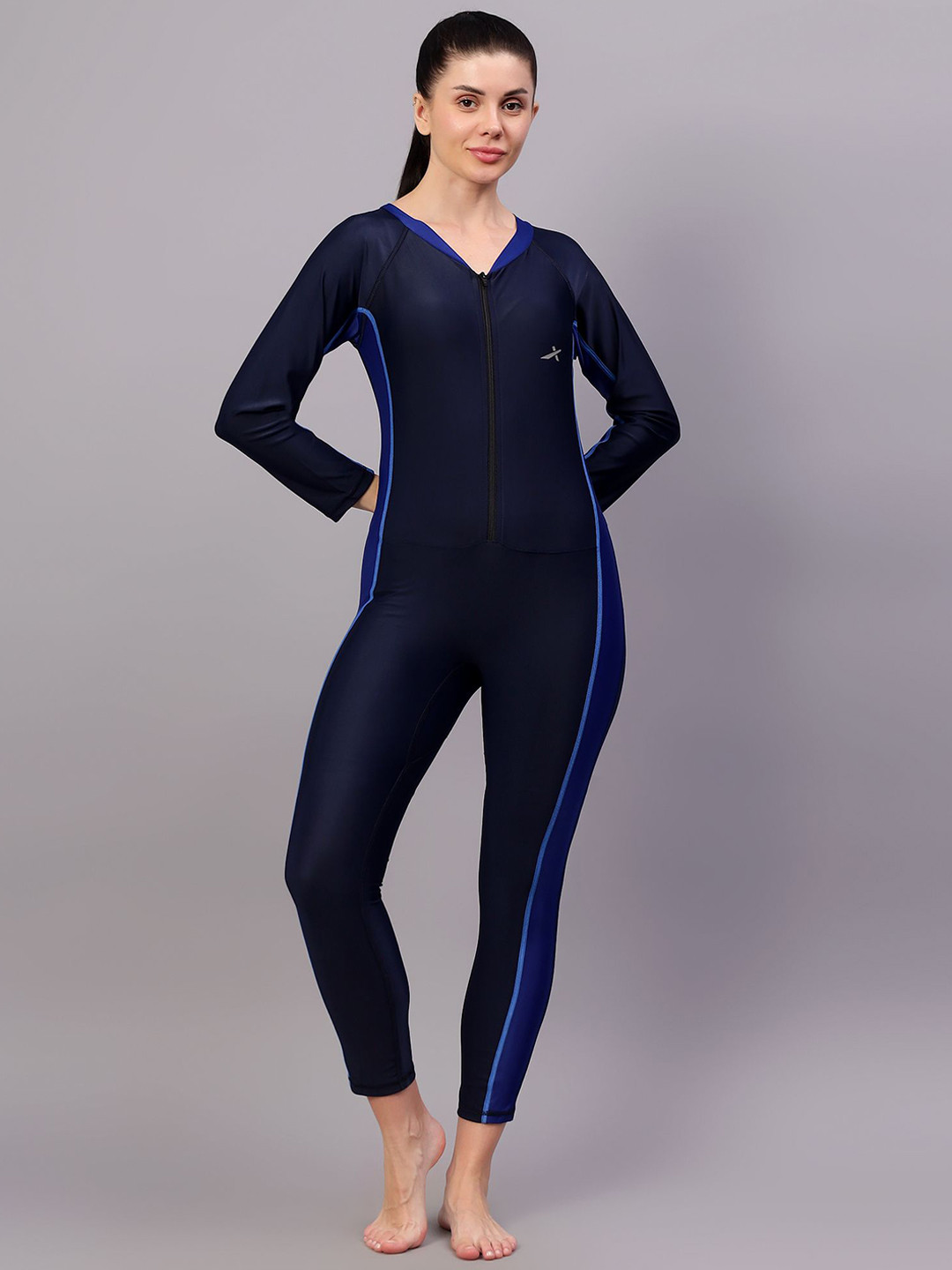 VECTOR X Women Solid V-Neck Swim Legsuit