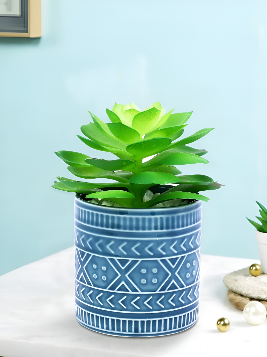 TAYHAA Green Succulent Artificial Plant With Pot