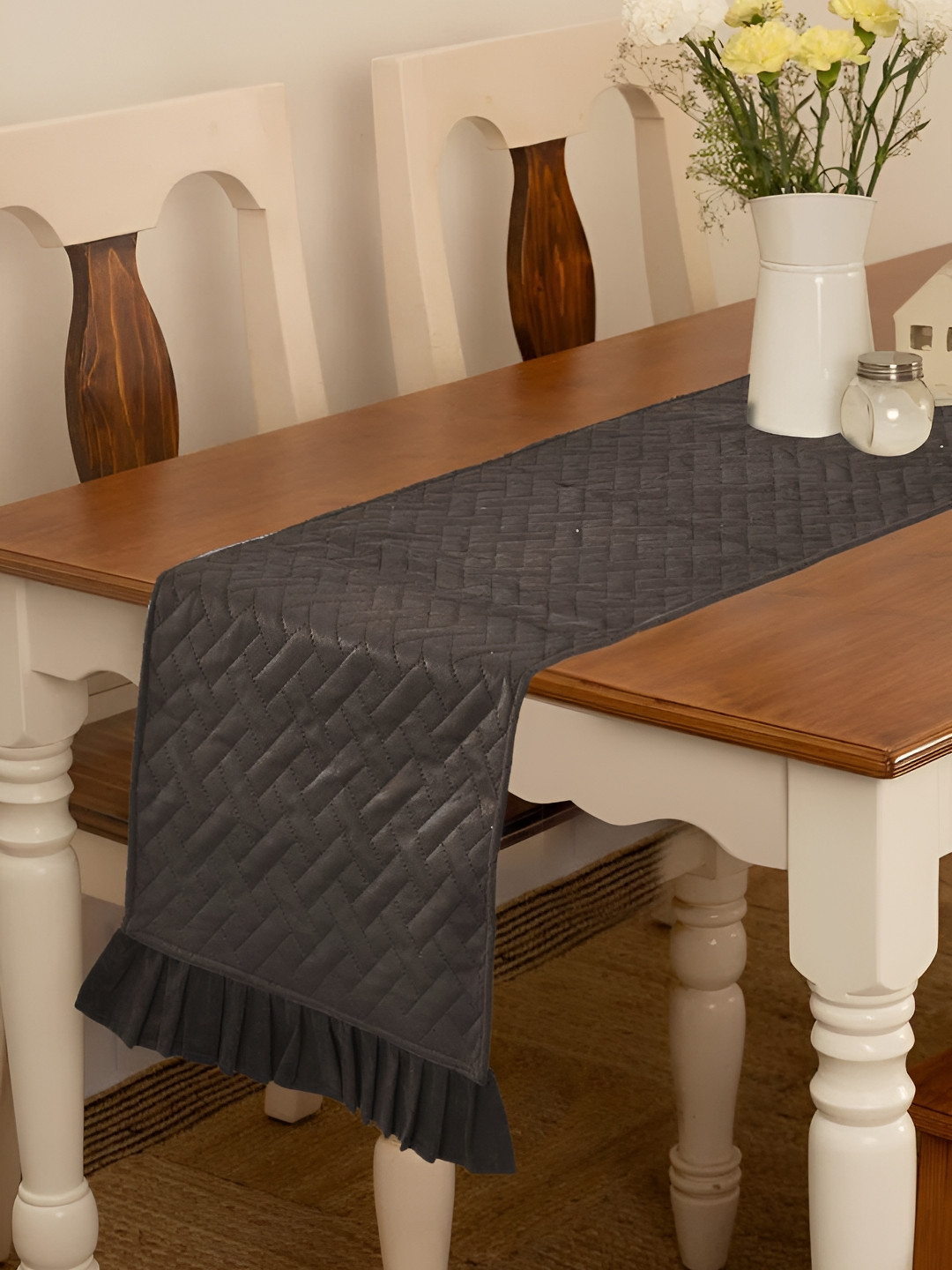 RRC Brown Quilted Velvet Table Runner