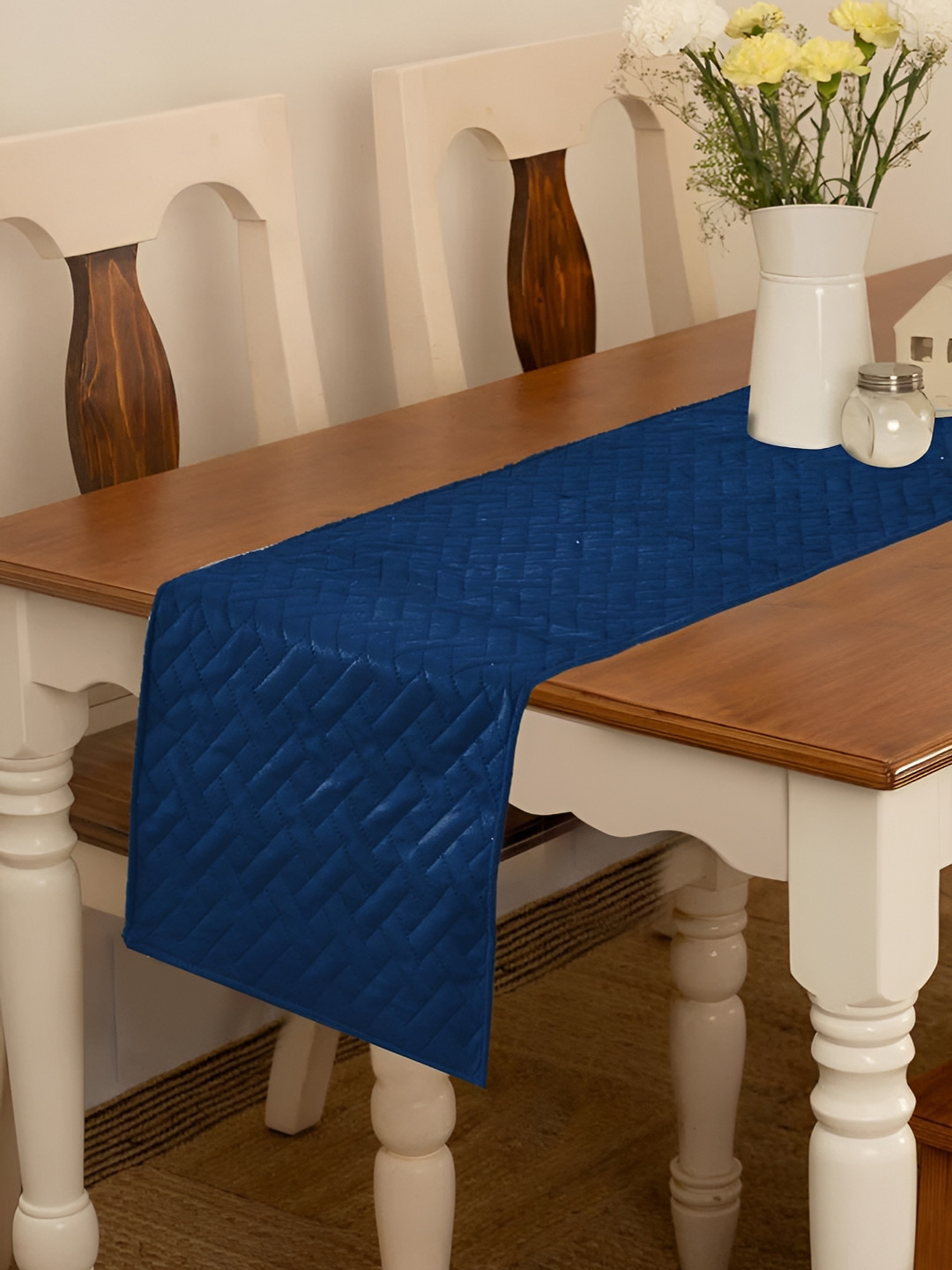 RRC Blue Quilted Velvet Table Runner
