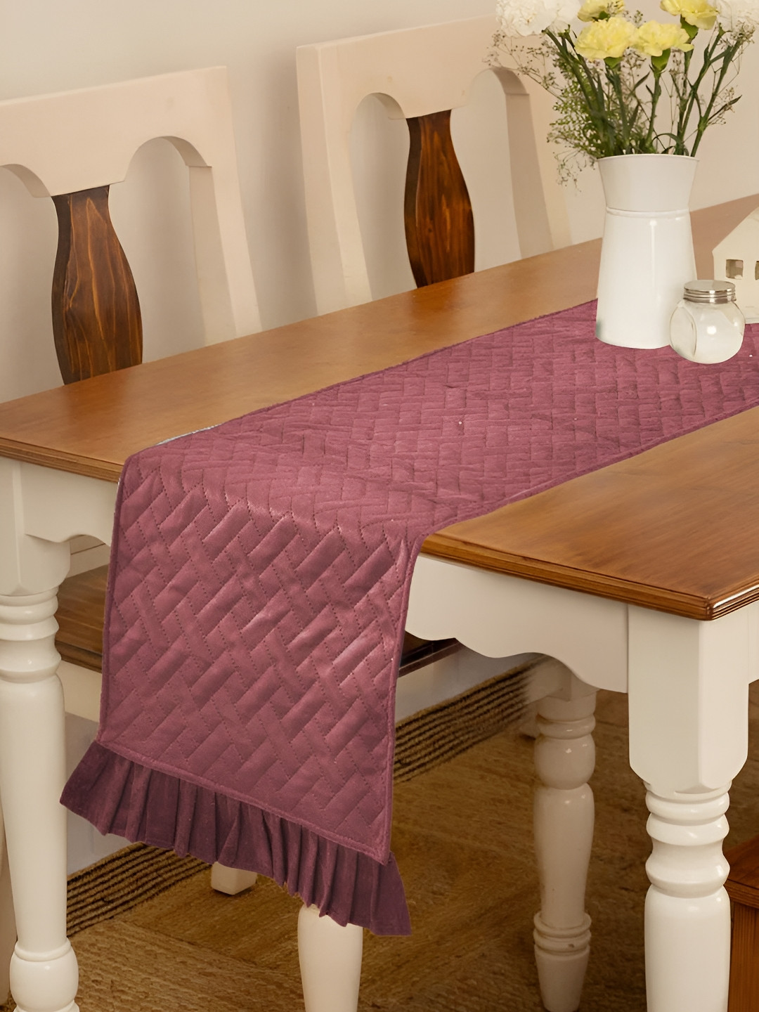 RRC Coral Quilted Velvet Table Runner
