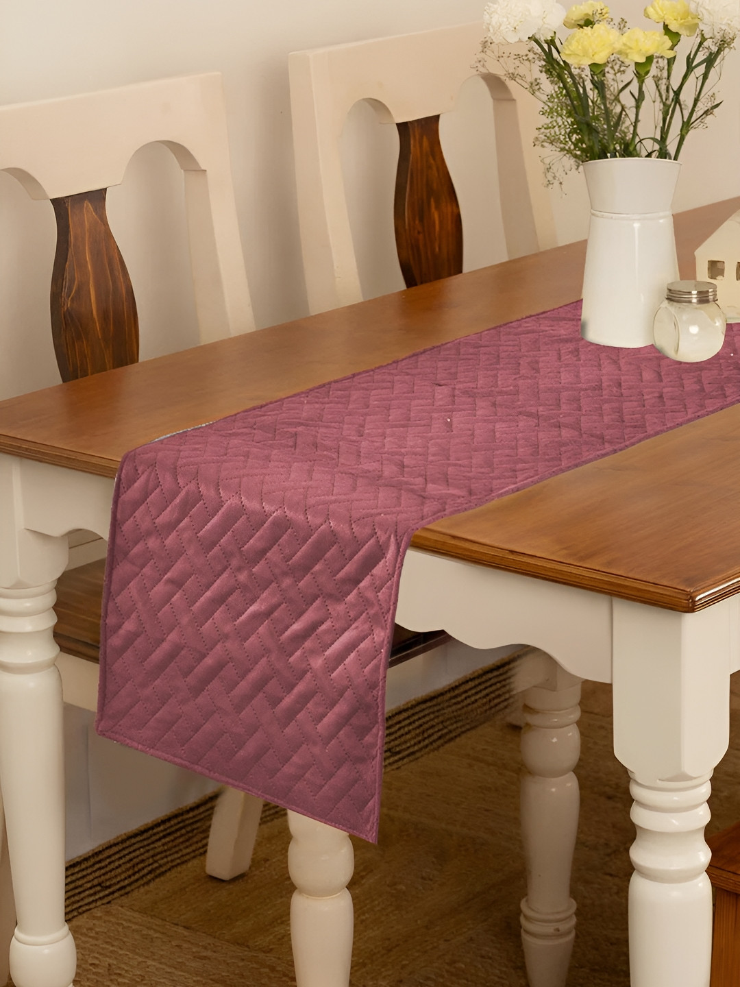 RRC Coral Quilted Velvet Table Runner