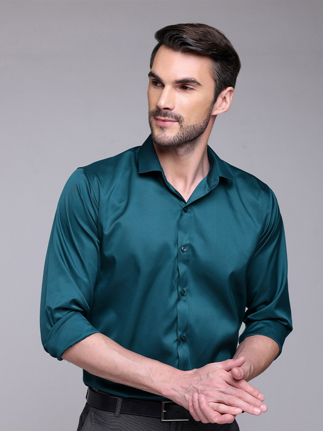 FILO HEVIS Classic Spread Collar Satin Formal Shirt