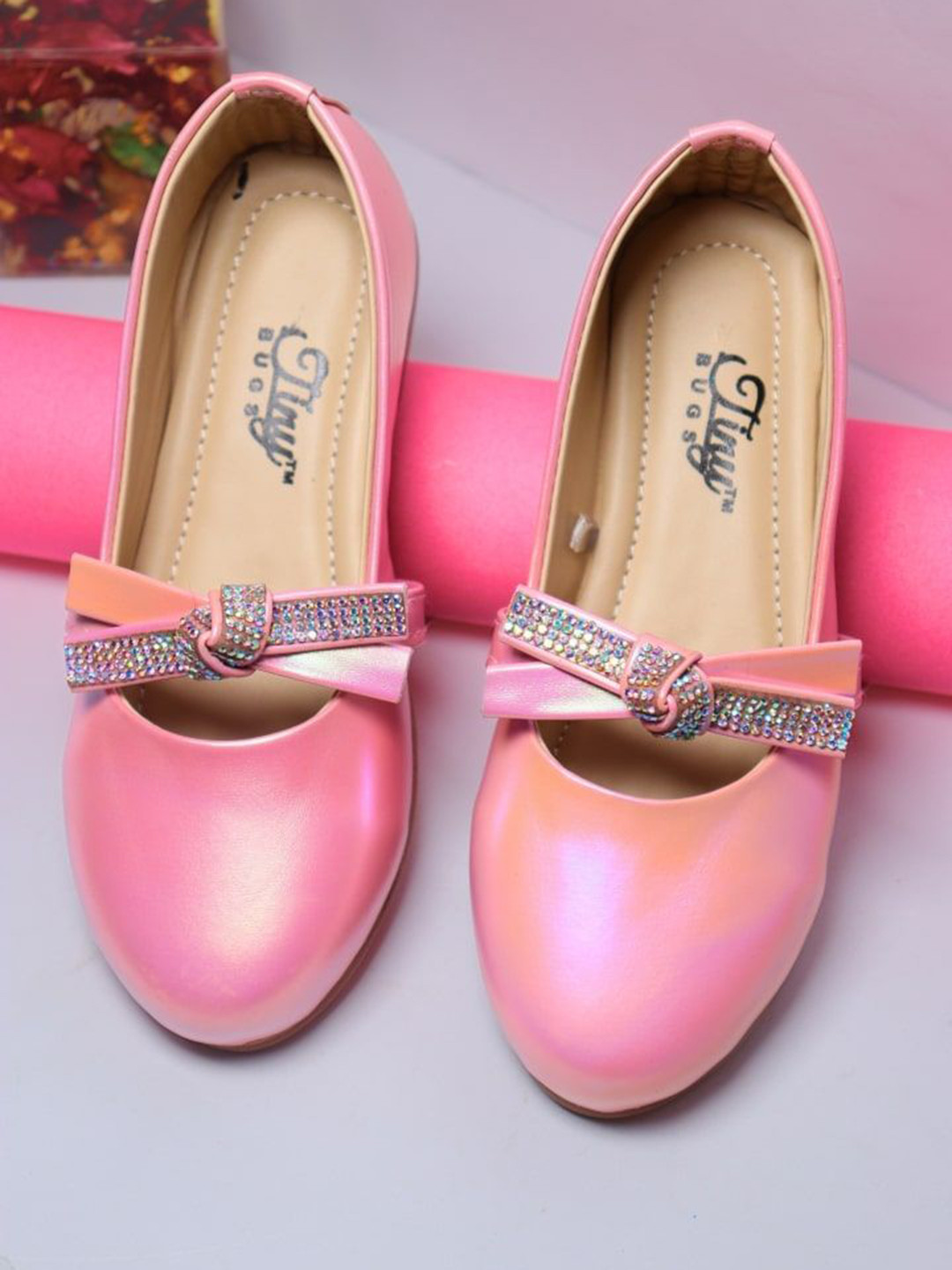 Tiny Bugs Girls Round Toe Bows Detail Ballerinas
