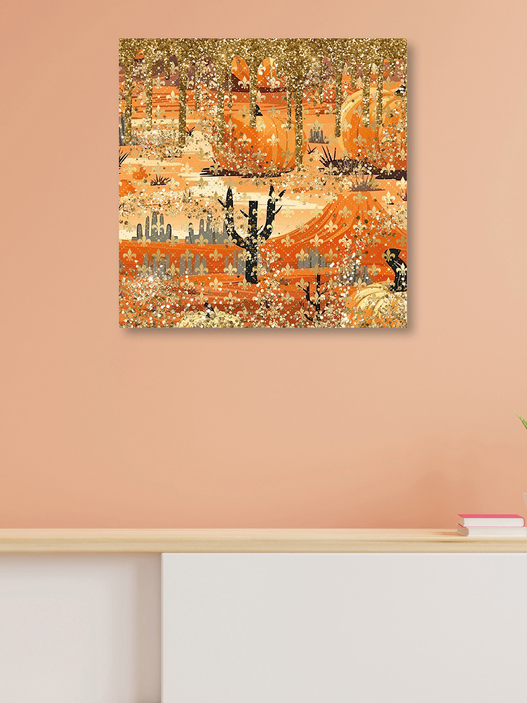 OLIVE TREE Orange & Black Canvas Wall Art