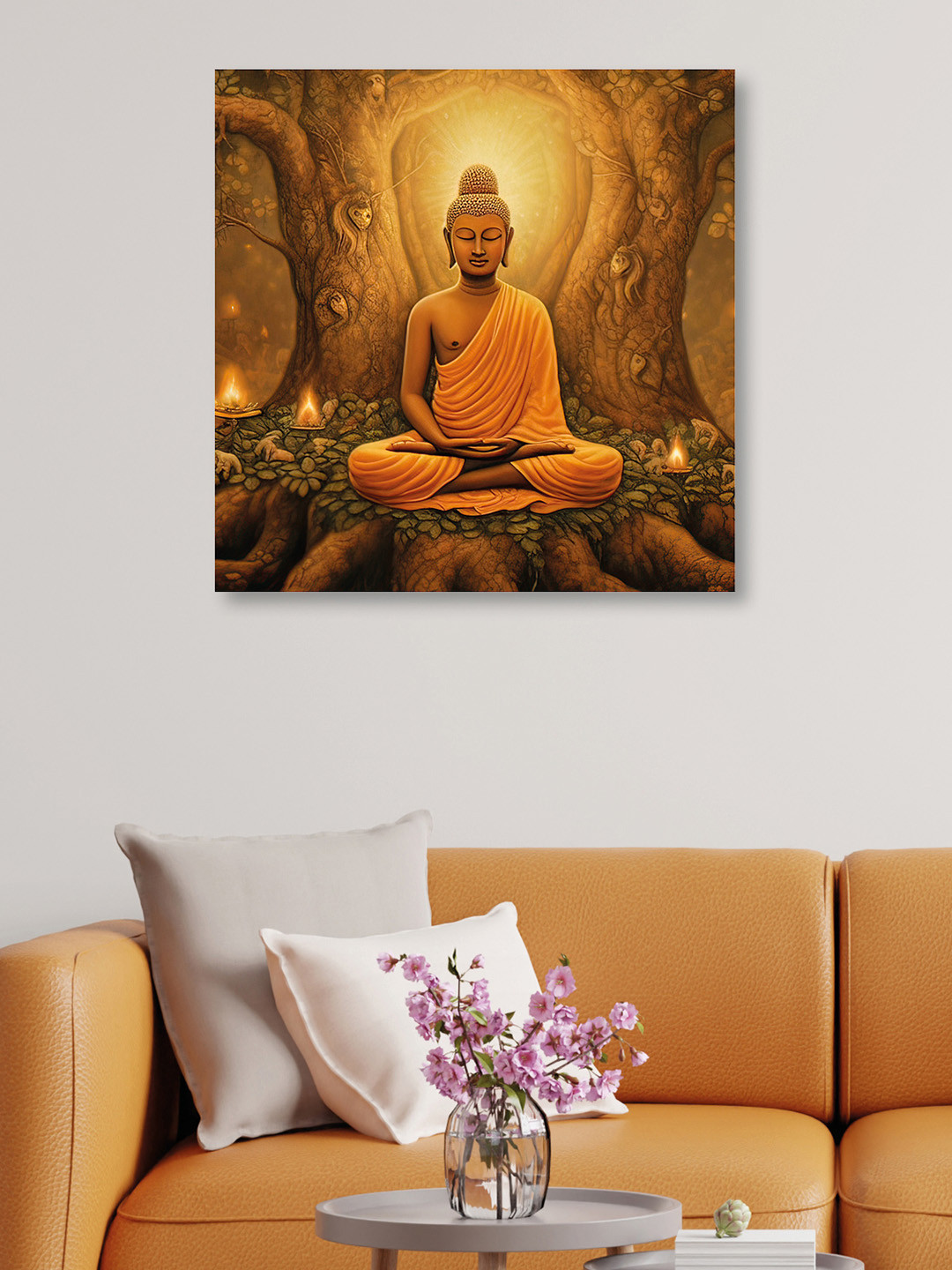 OLIVE TREE Brown & Orange Canvas Religious Wall Art