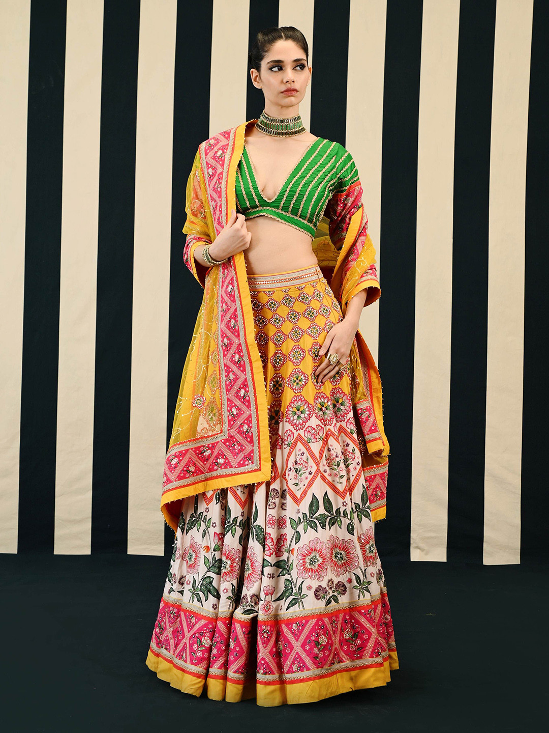 SWATI VIJAIVARGIE Embroidered Beads and Stones Ready to Wear Lehenga & Blouse With Dupatta