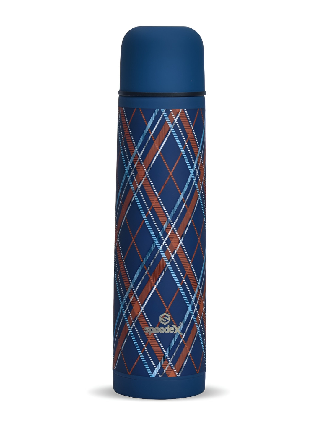 Speedex Blue Checked Stainless Steel Flip Top Flask - 500ml