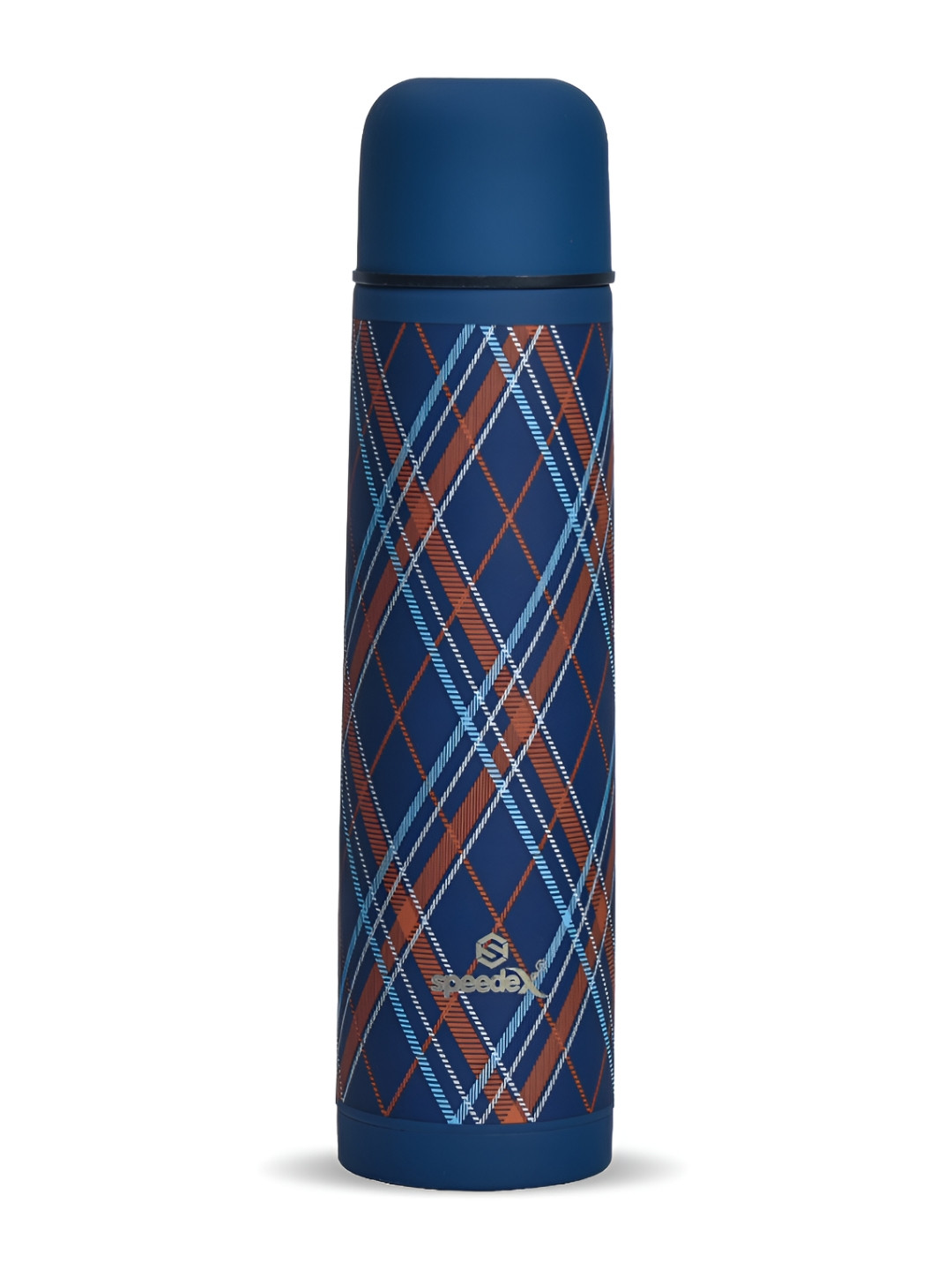 Speedex Checkover Blue Checked Stainless Steel Spill Proof Flask - 350ml