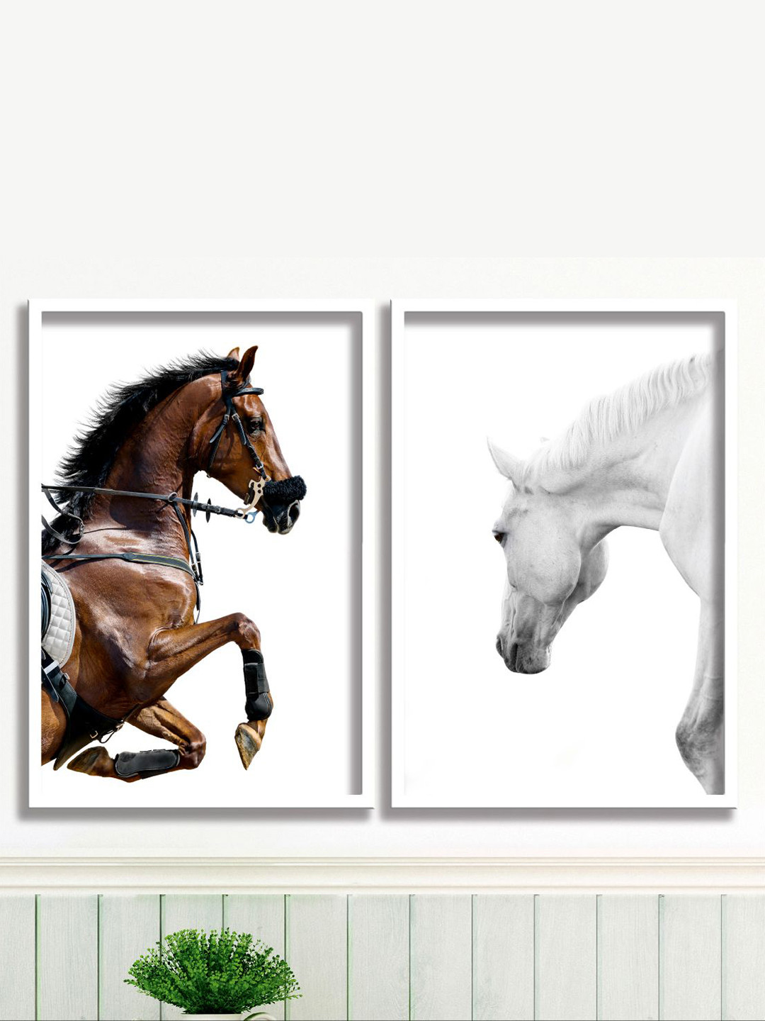 Aura Horse Paper 2 Piece Wall Rectangle Paintings Wall Art - 19.5 x 13.5 In