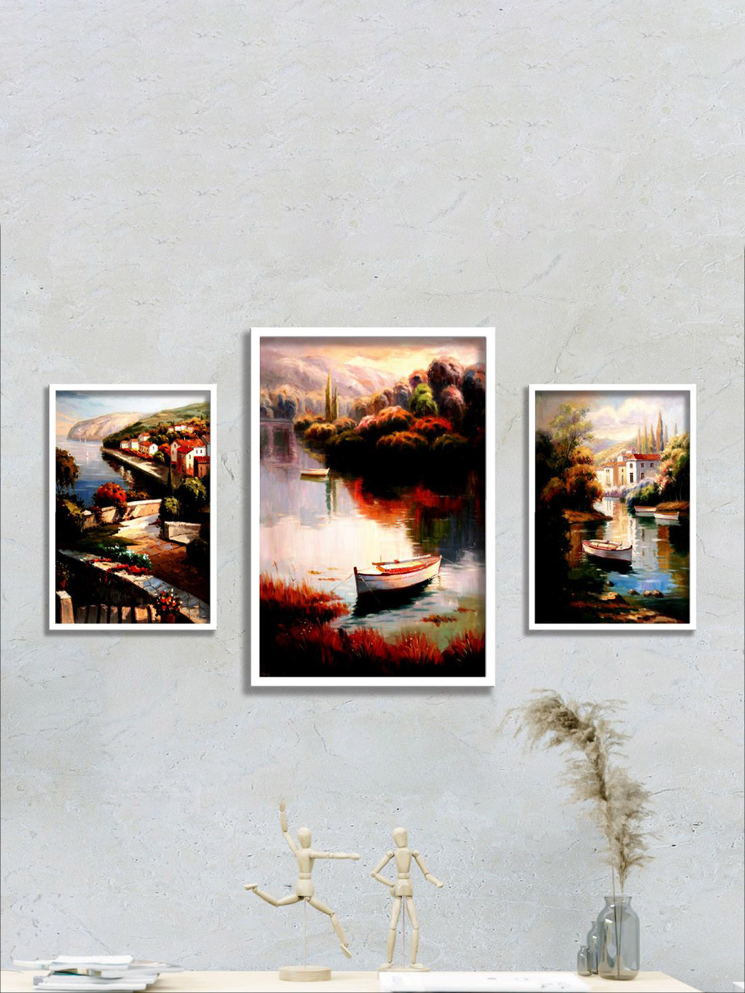 Aura Nature Theme Paper 3 Pcs Wall Rectangle Paintings Wall Art