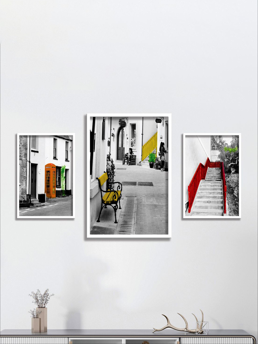 Aura Paper 3 Piece Wall Rectangle Paintings Wall Art