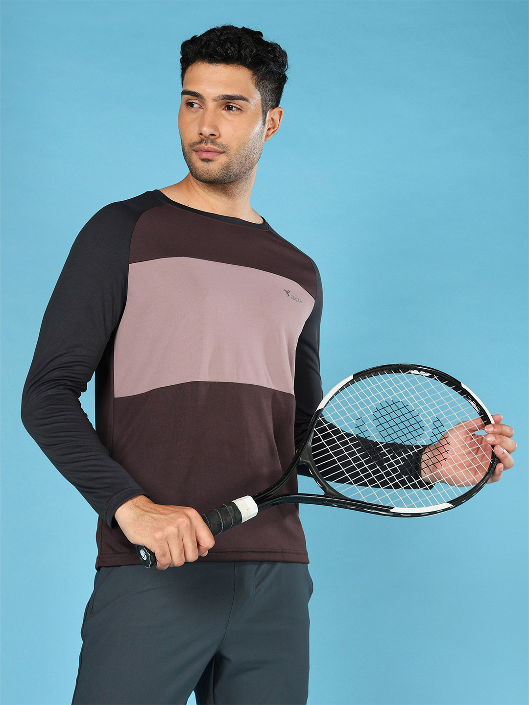 Technosport Colourblocked Round Neck Techno Cool+ UPF50 Slim Fit Sports  T-shirt