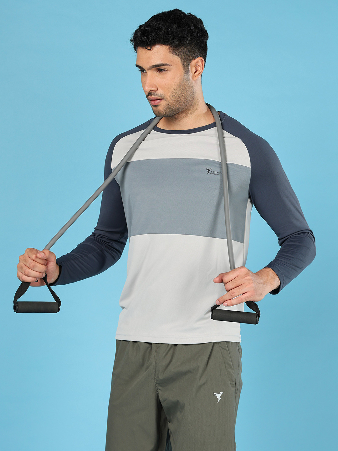 Technosport  Colourblocked Round Neck Techno Cool+ UPF50 Slim Fit Sports T-shirt
