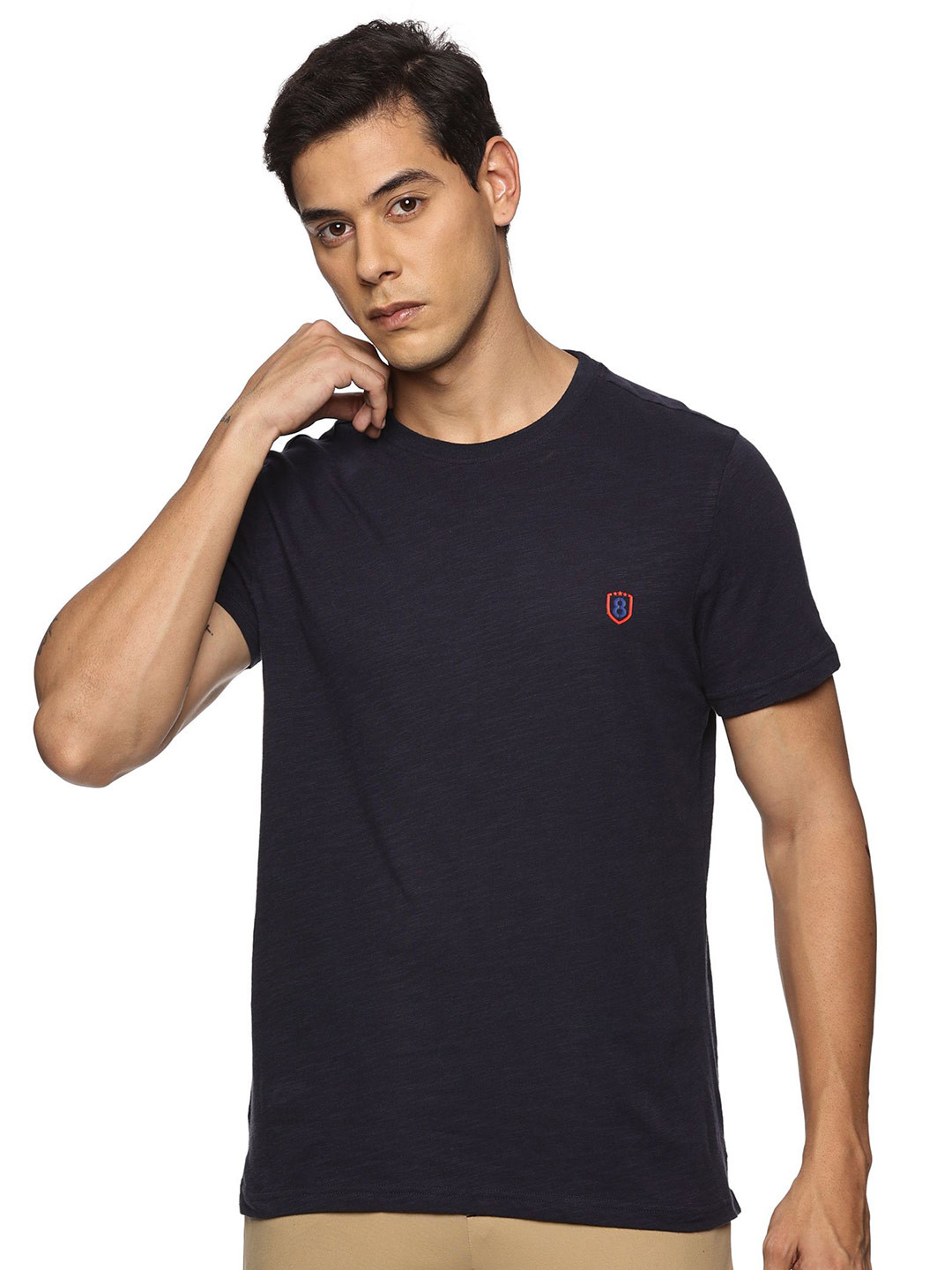 Domin8 Short Sleeves Round Neck Knitted 100% Organic Slub Cotton T-Shirt