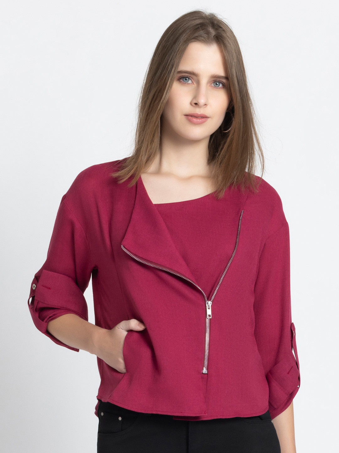 SHAYE Roll-Up Sleeves Top