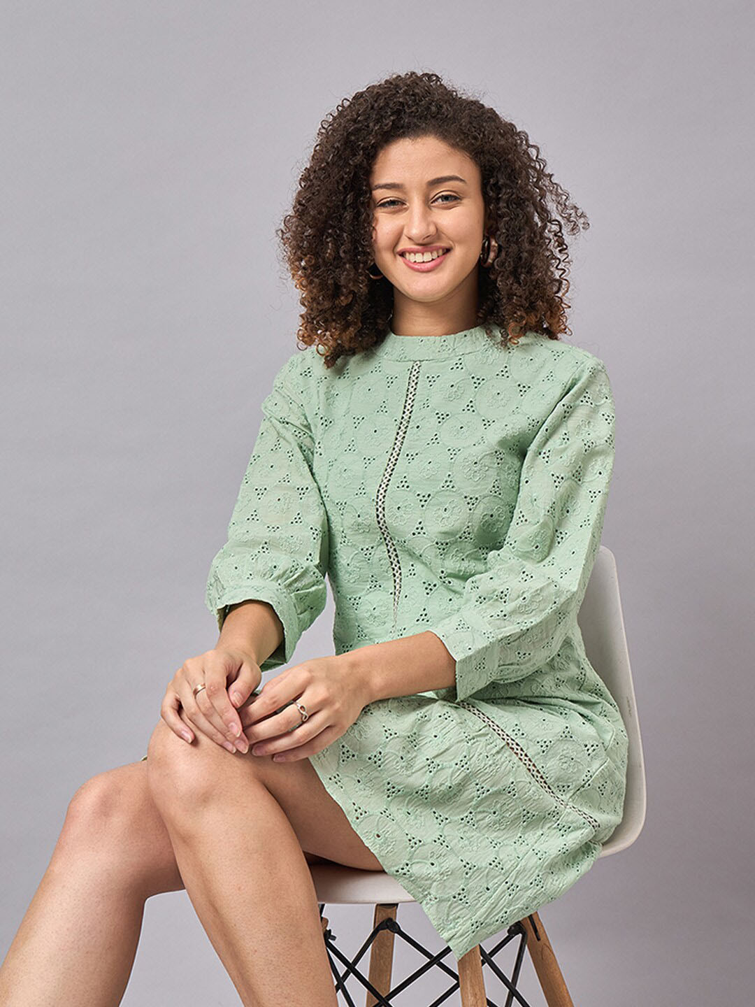 The Roadster Lifestyle Co Cotton Schiffli A-Line Dress