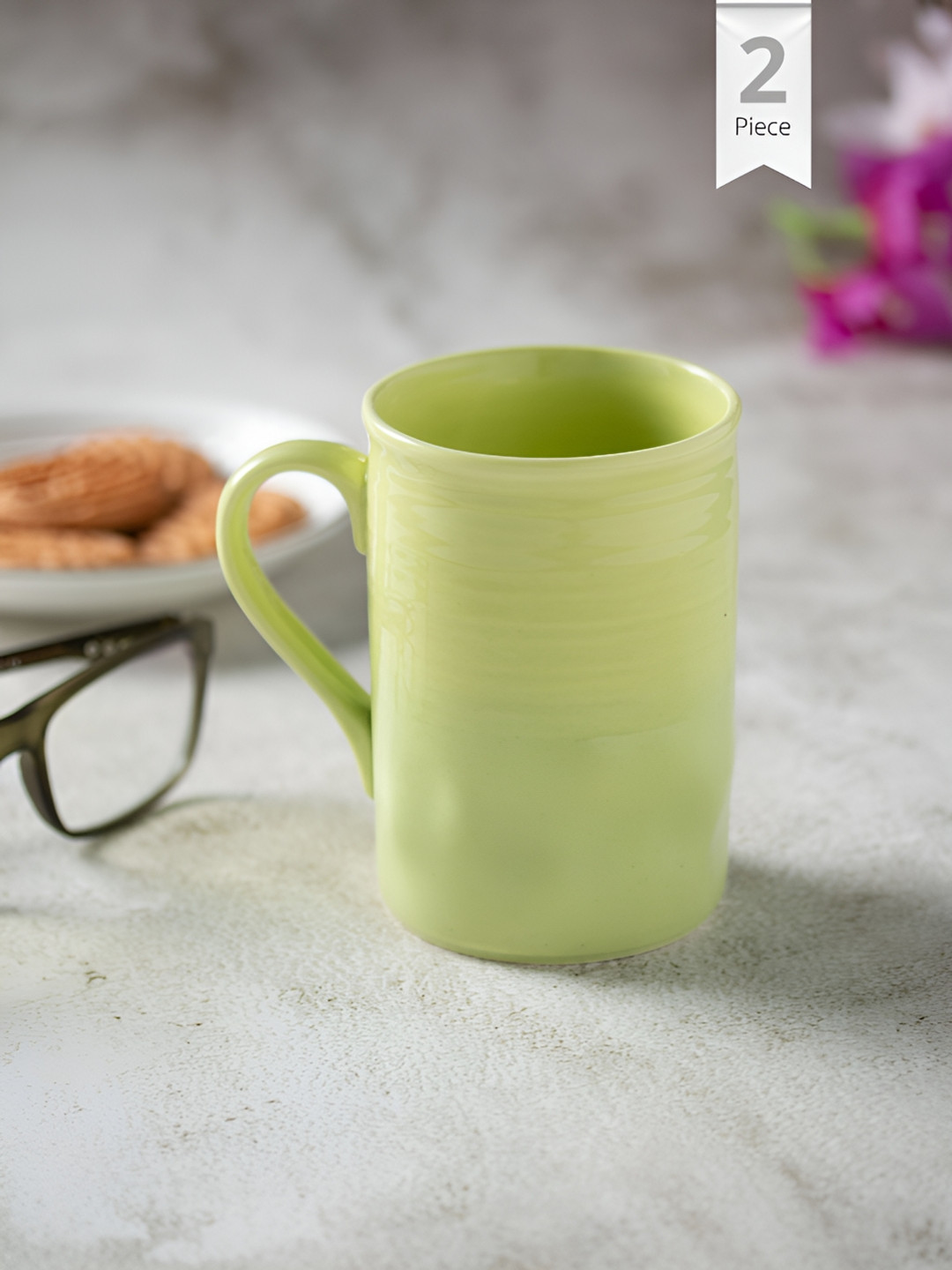 CLAY CRAFT Dear Sister Happy Birthday to You Green Ceramic Easy to Clean 2 Piece Mugs-340ml