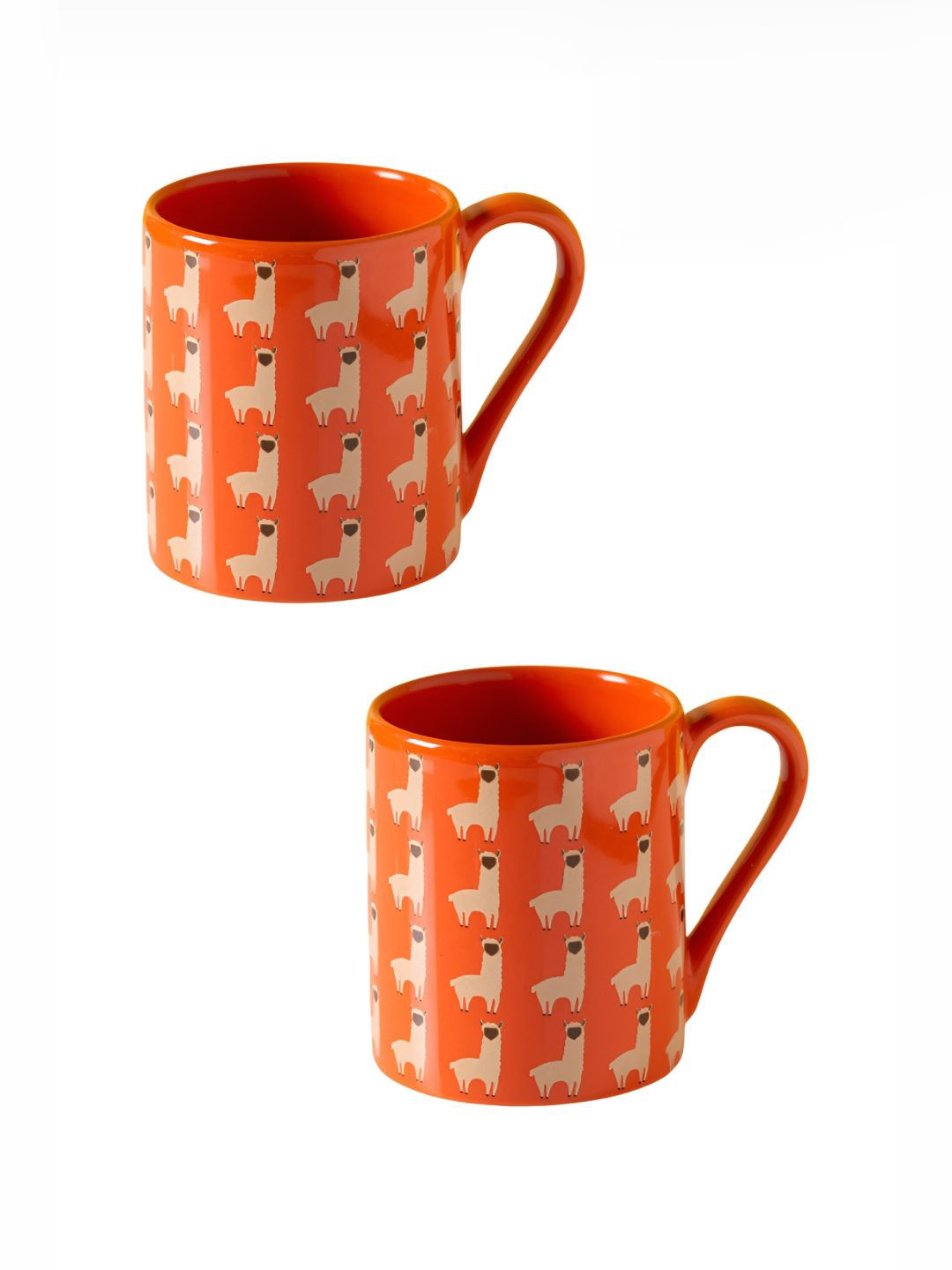 CLAY CRAFT My Brain Has Too Many Tabs Open Orange Animal Print Ceramic Handmade 2 Piece Mugs-350ml