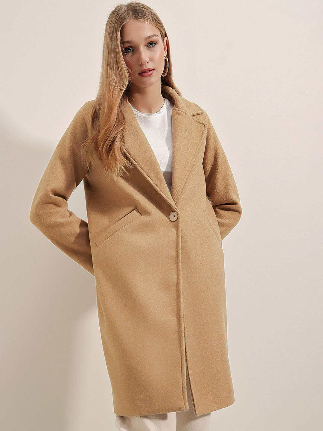 BIGDART Solid Single-Breasted Overcoat