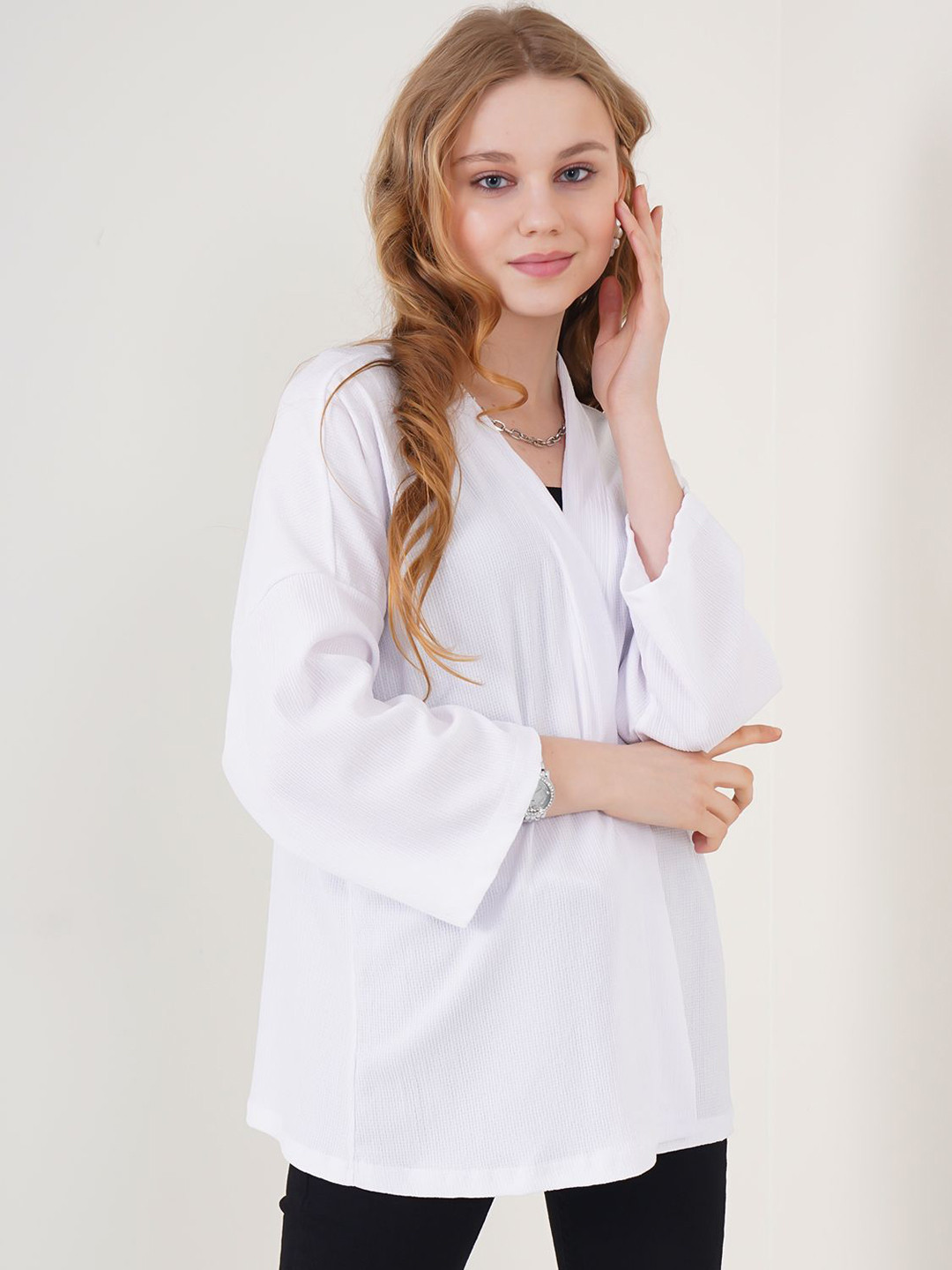 BIGDART Open Front Long Sleeves Longline Shrug