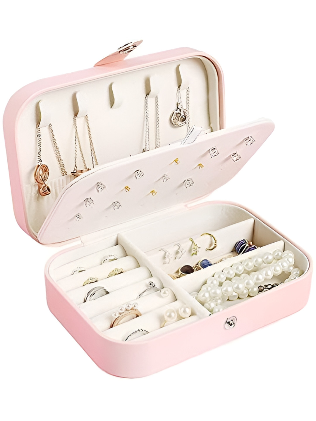 KriShyam Pink & White Storage Jewellery Organiser