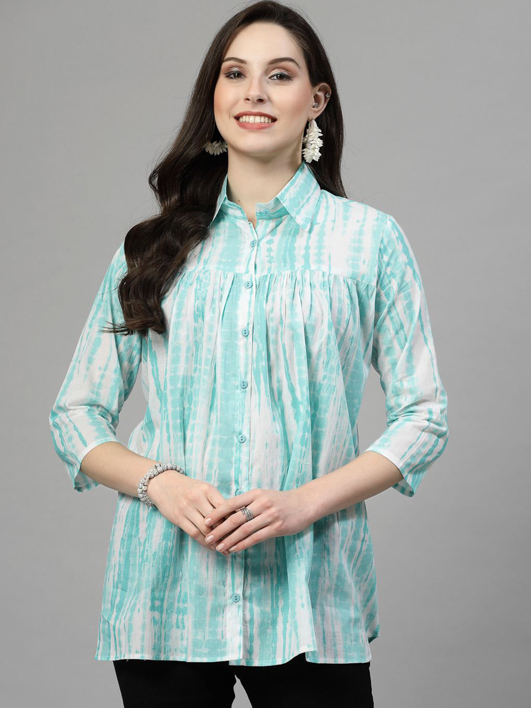 NEW STYLISH Straight Tie and Dye Cotton Casual Shirt