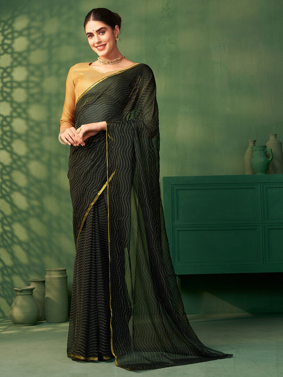 Sangria Mukaish Embellished Saree