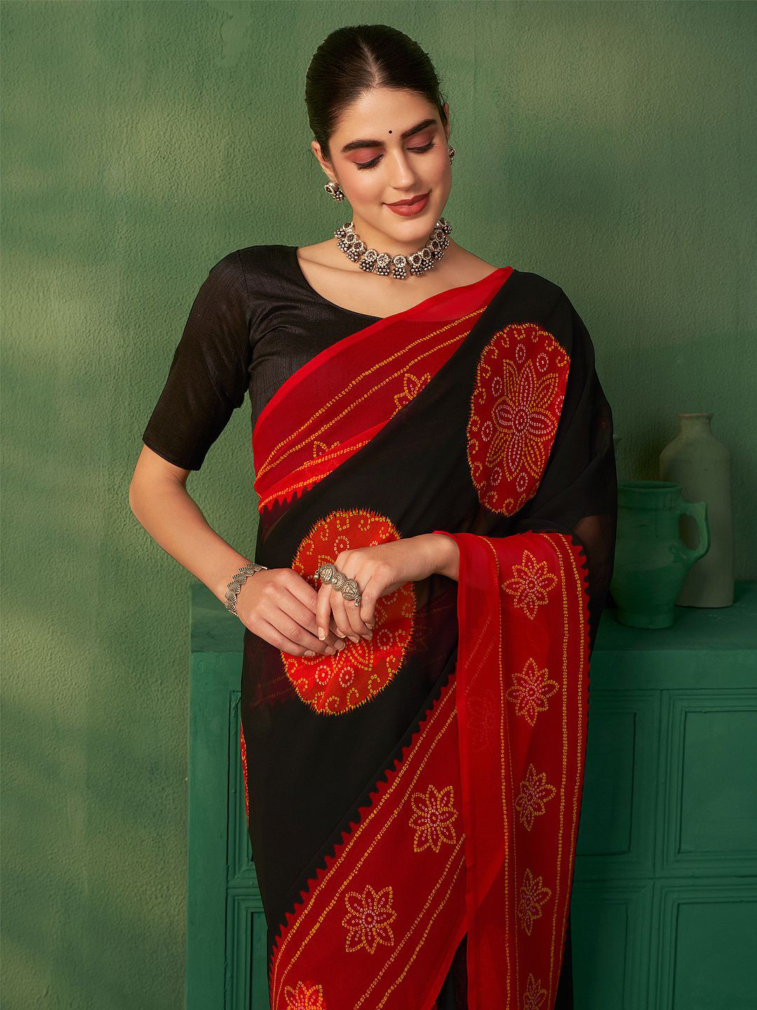 Sangria Bandhani Printed Bandhani Sarees