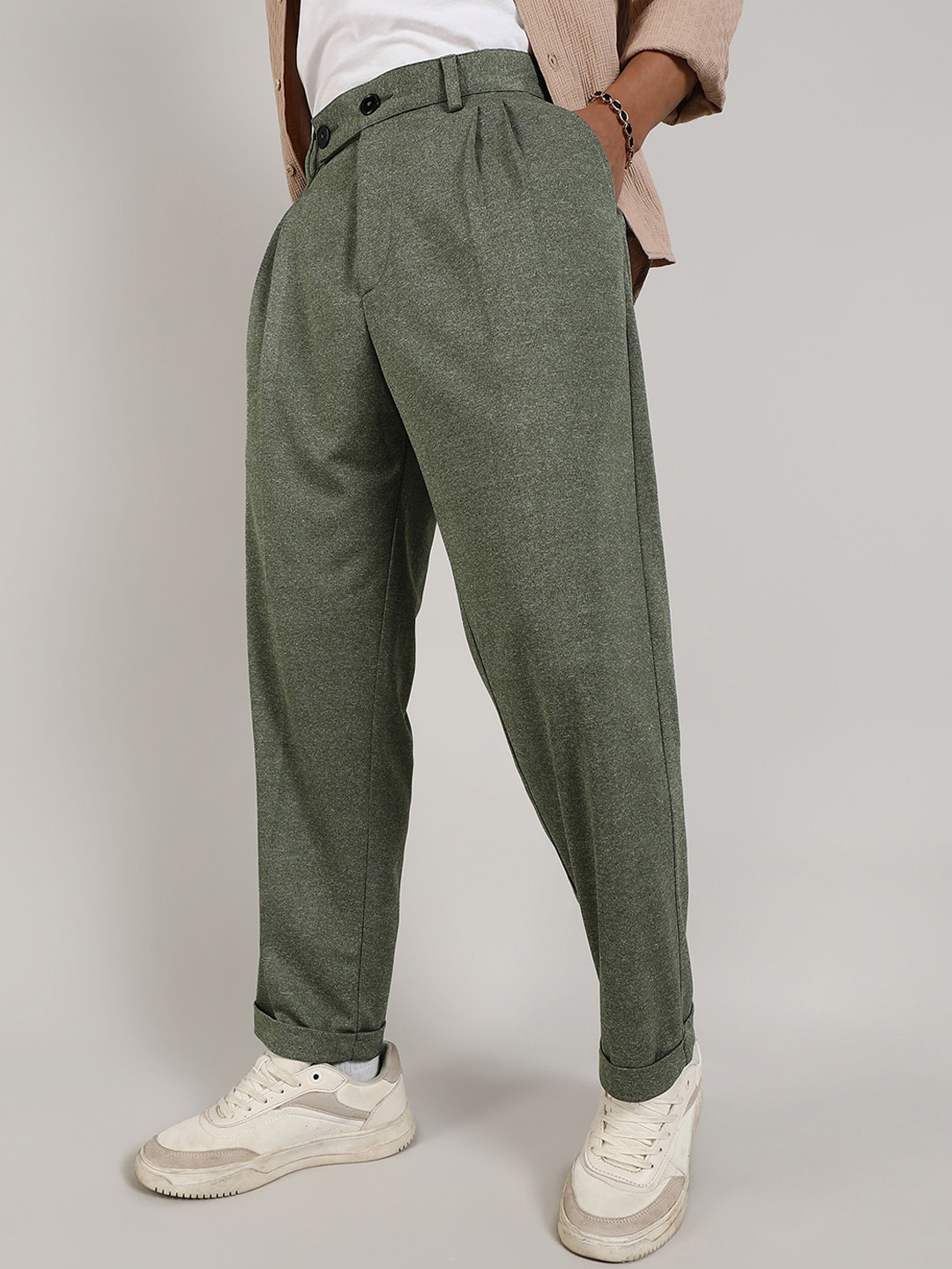 Campus Sutra Men Comfort Flat-Front Trouser