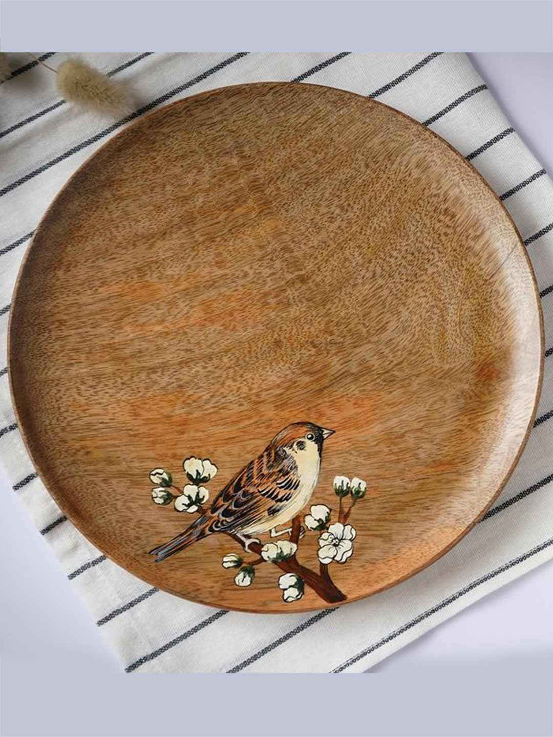 One Posh Home printed Wooden Dinner Serving Plate