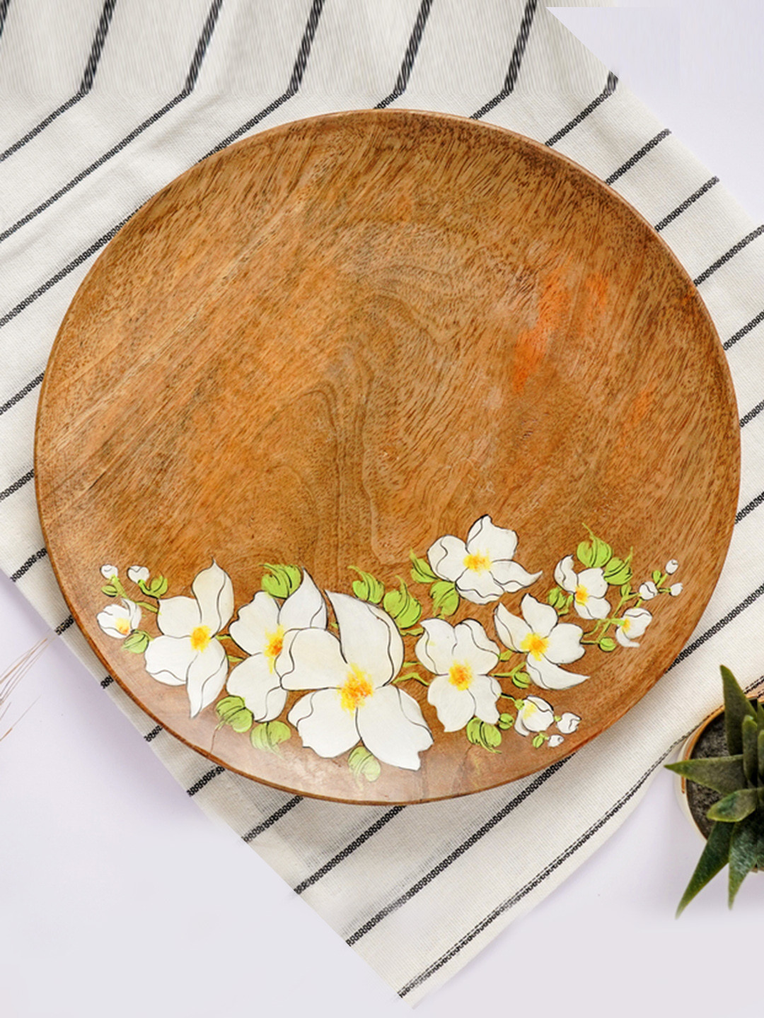 One Posh Home Brown Printed Wooden Serivng Plate