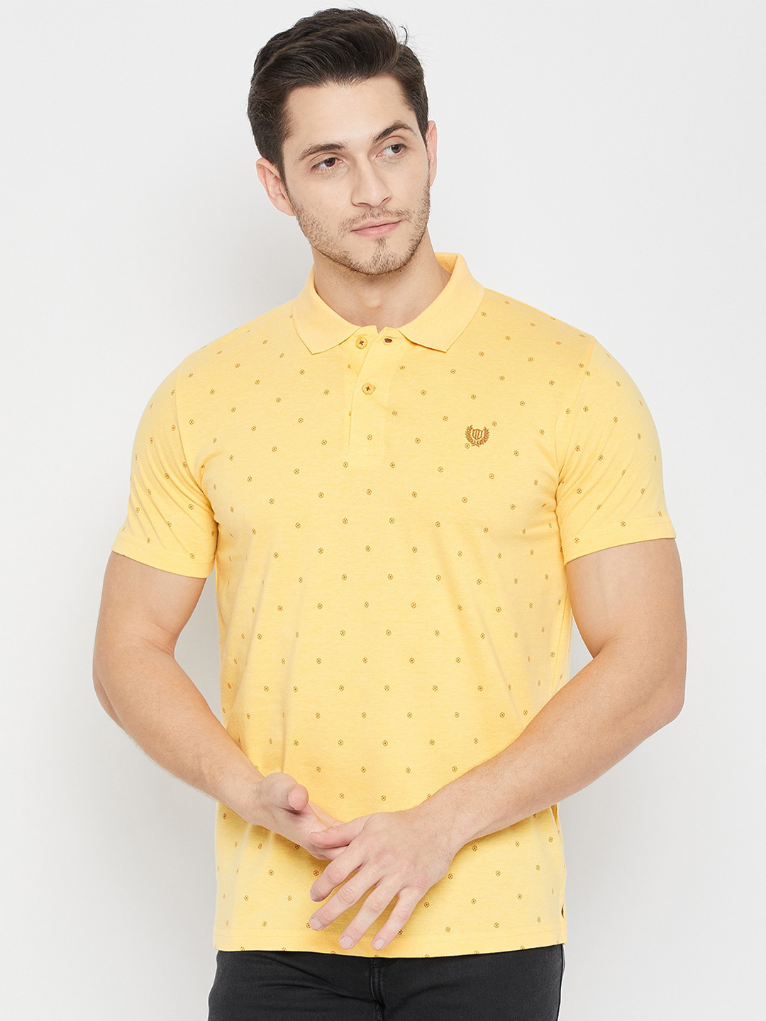 Duke Geometric Printed Polo Collar Short Sleeves Cotton Slim Fit T-shirt
